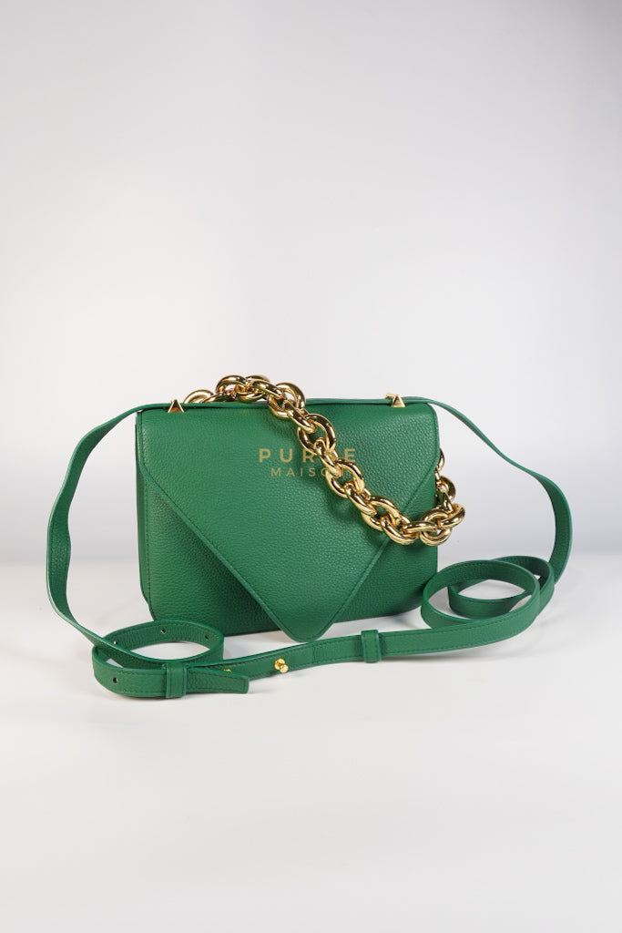 Mount Envelope Small Green in Grained Calfskin Leather Bag | Purse Maison Luxury Bags Shop