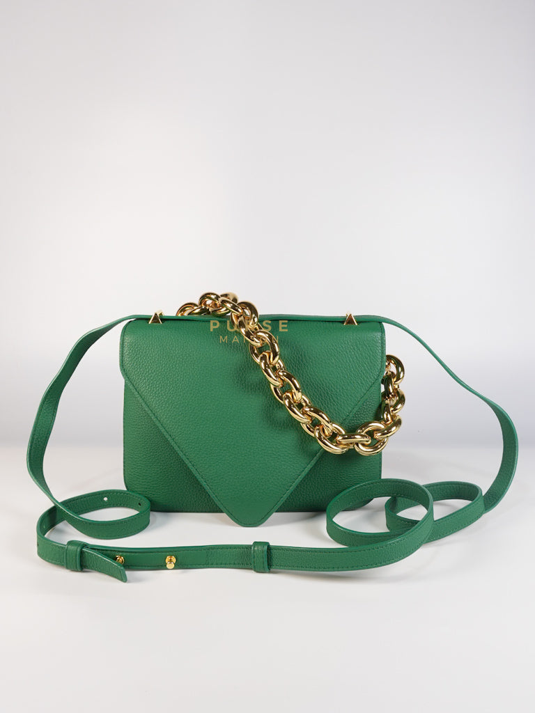 Mount Envelope Small Green in Grained Calfskin Leather Bag | Purse Maison Luxury Bags Shop