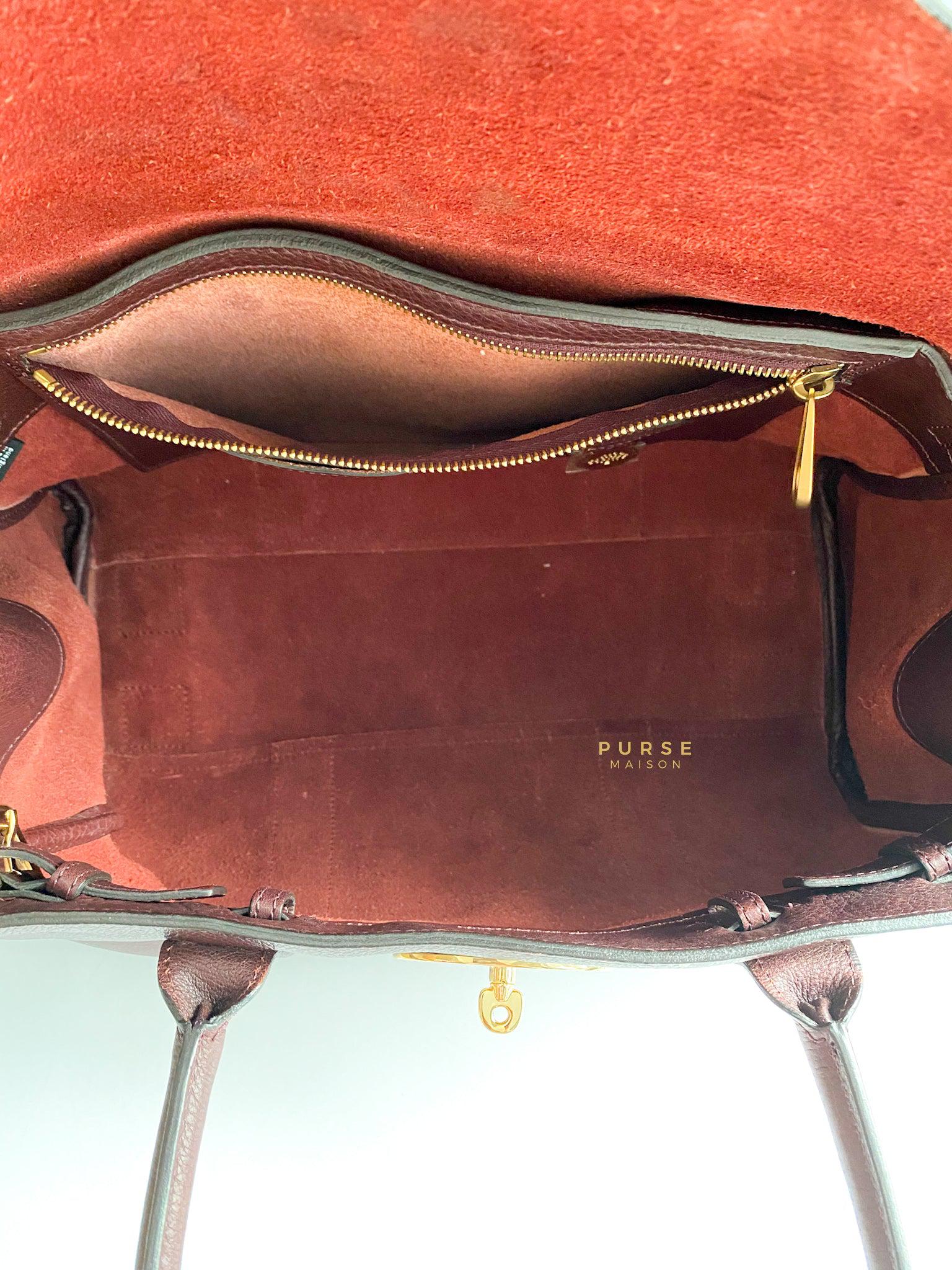 Mulberry Bayswater Oxblood Grained Leather Tote Bag