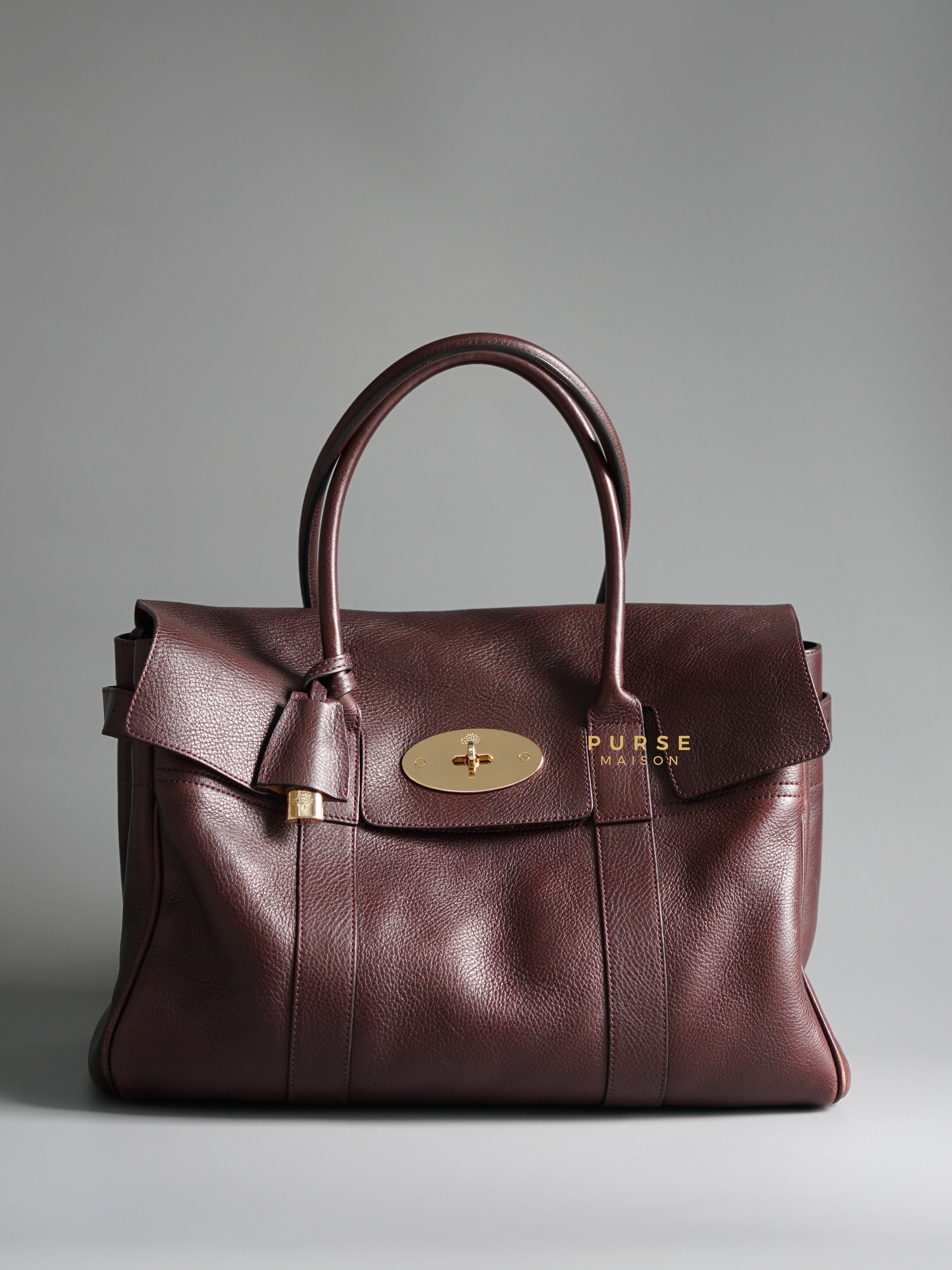 Mulberry Bayswater Oxblood Grained Leather Tote Bag | Purse Maison Luxury Bags Shop