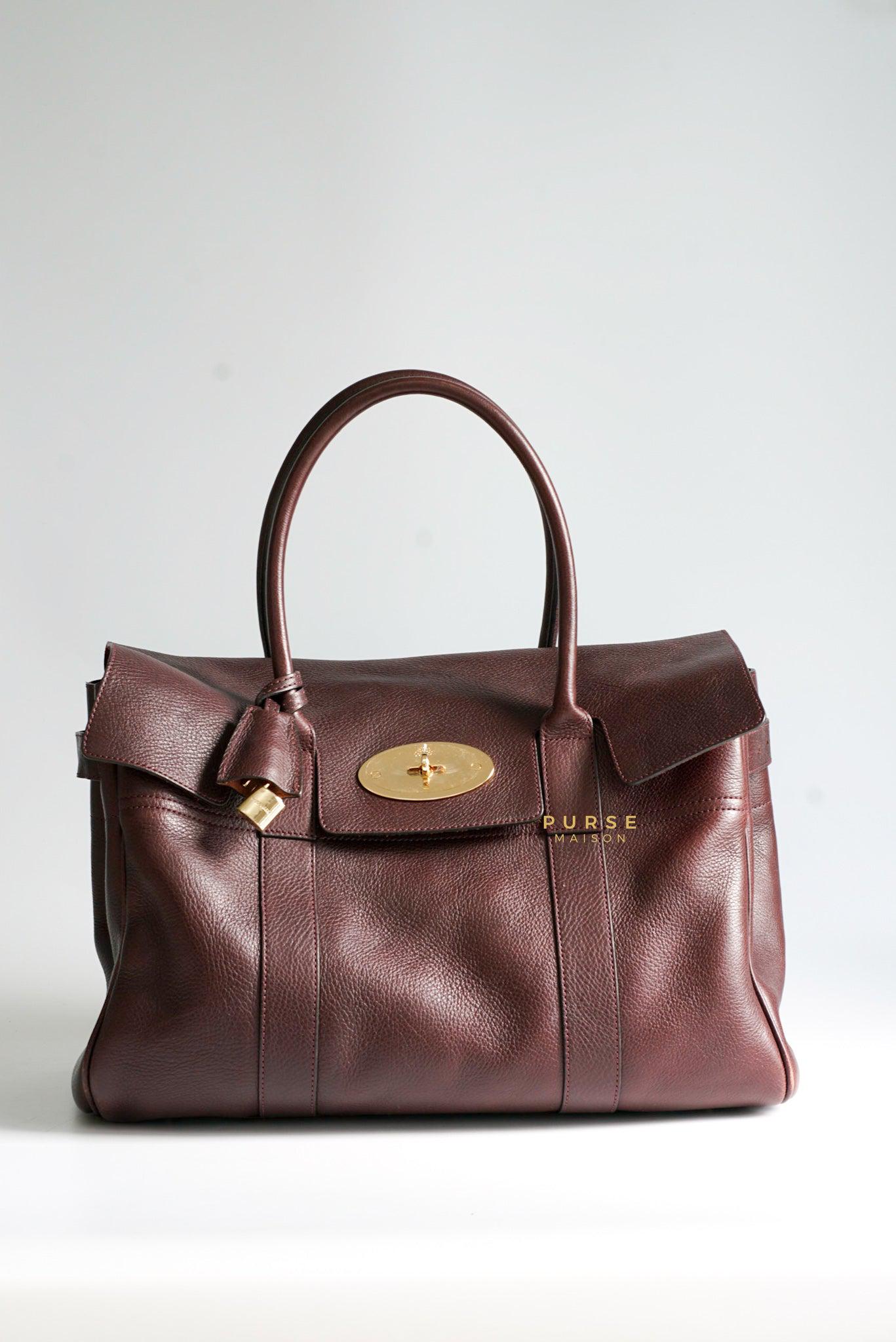 Mulberry Bayswater Oxblood Grained Leather Tote Bag