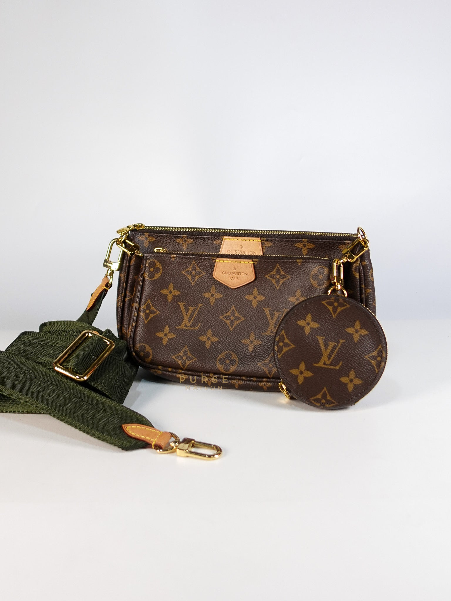 Multi Pochette Accessoires Monogram Canvas & Khaki Strap(Date Code: SP5108) | Purse Maison Luxury Bags Shop