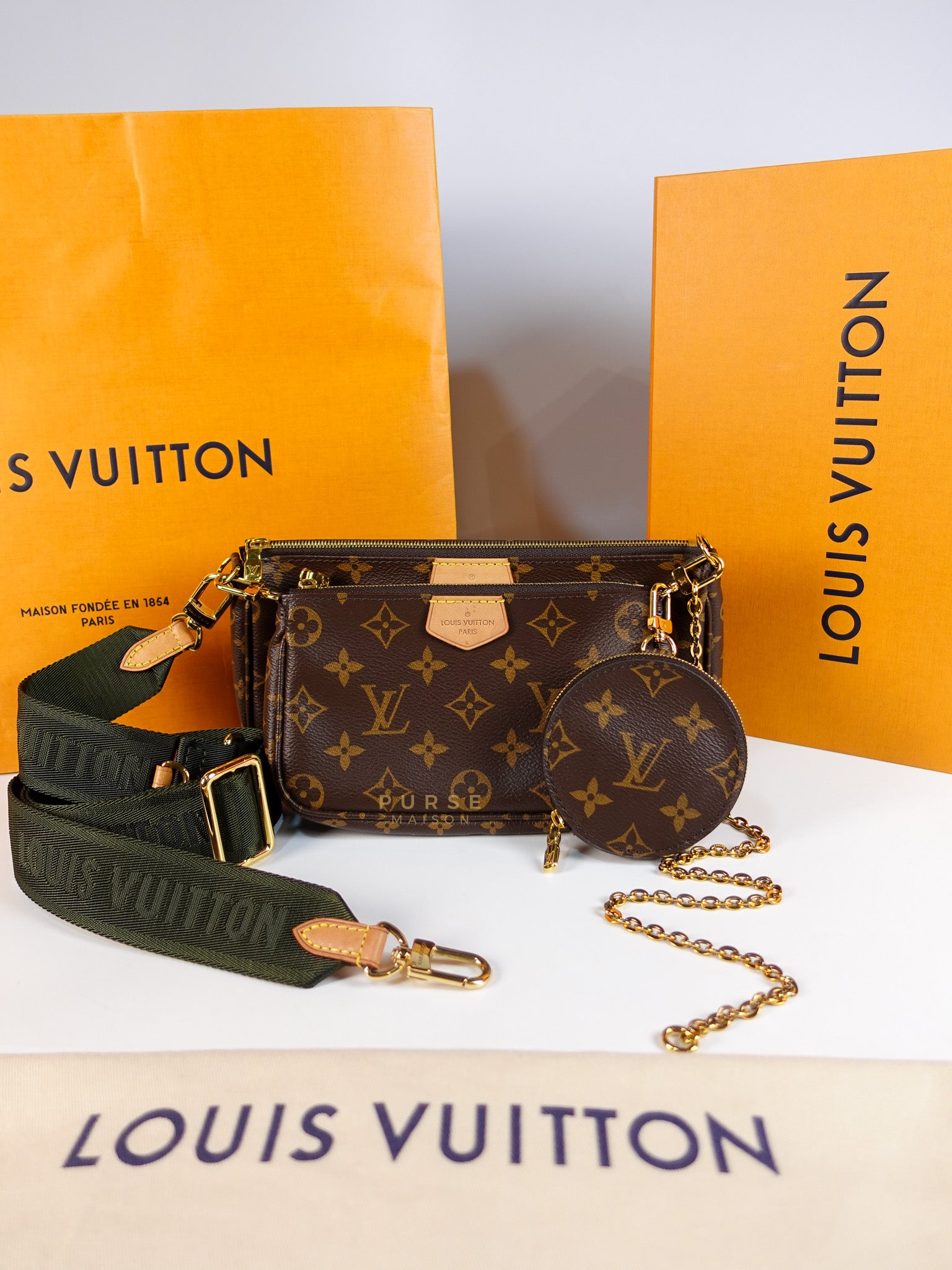 Multi Pochette Accessoires Monogram Canvas & Khaki Strap(Date Code: SP5108) | Purse Maison Luxury Bags Shop