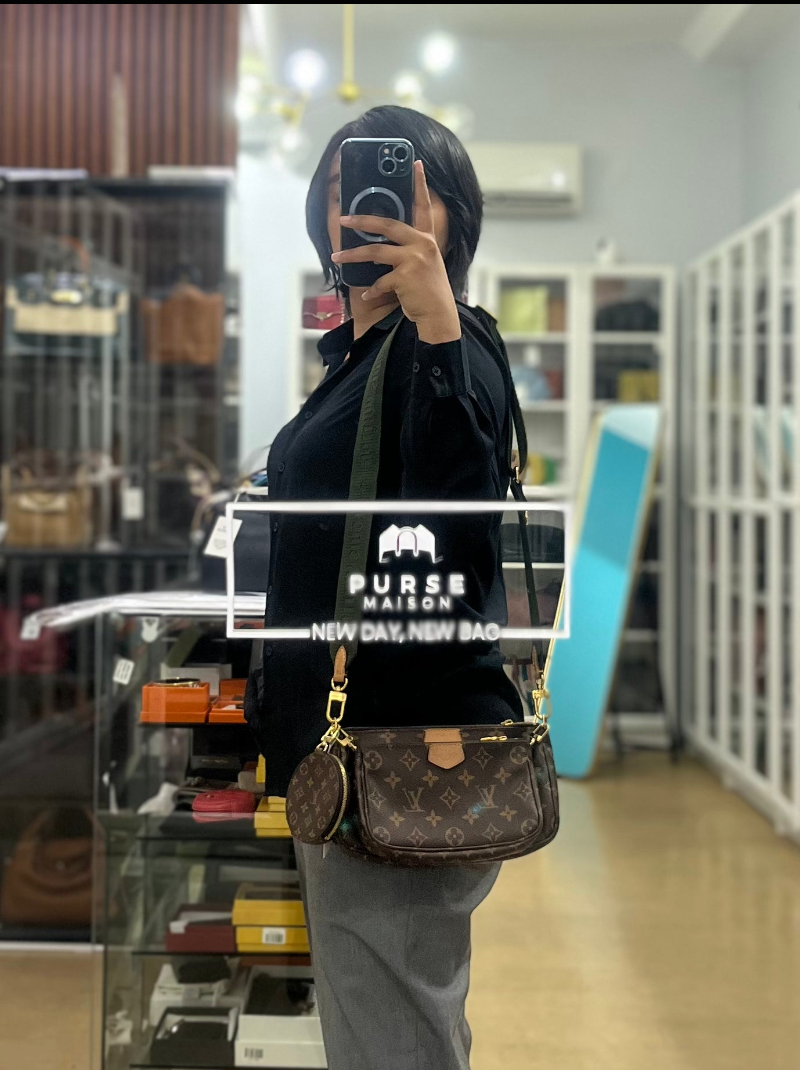 Multi Pochette Accessoires Monogram Canvas & Khaki Strap(Date Code: SP5108) | Purse Maison Luxury Bags Shop