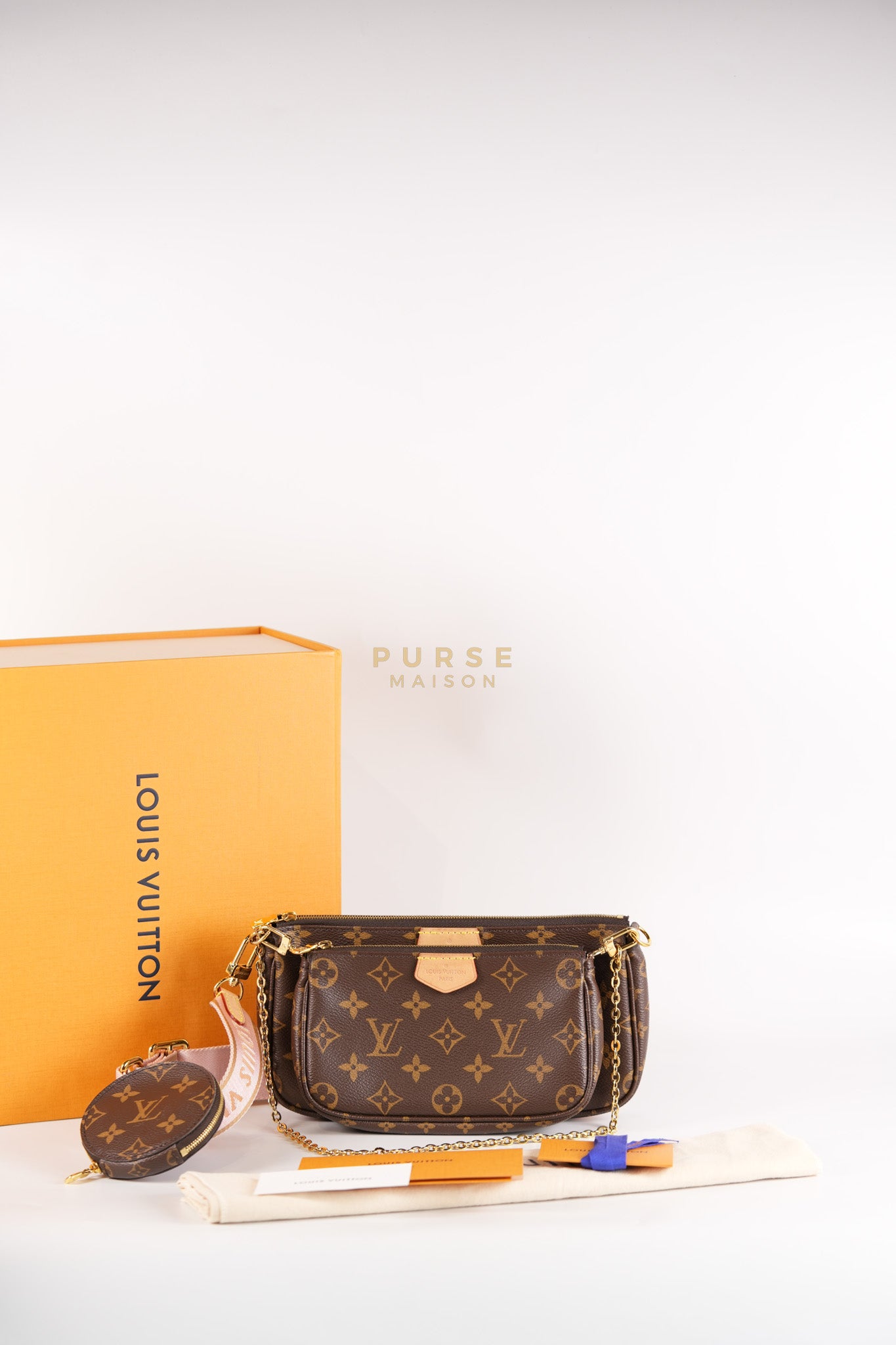 Multi Pochette Shoulder Bag in Monogram Canvas & Gold Hardware Microchip | Purse Maison Luxury Bags Shop