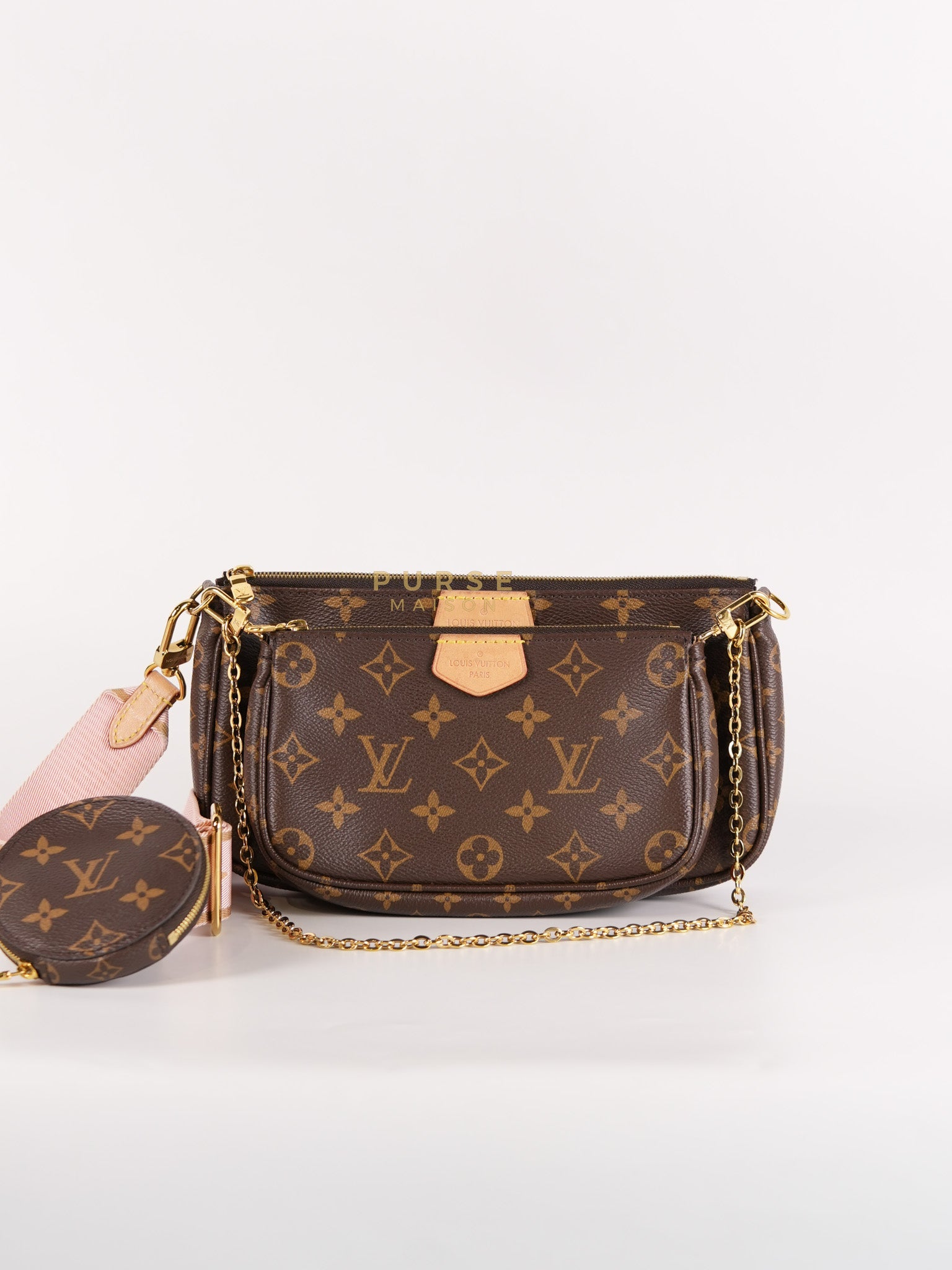 Multi Pochette Shoulder Bag in Monogram Canvas & Gold Hardware Microchip | Purse Maison Luxury Bags Shop
