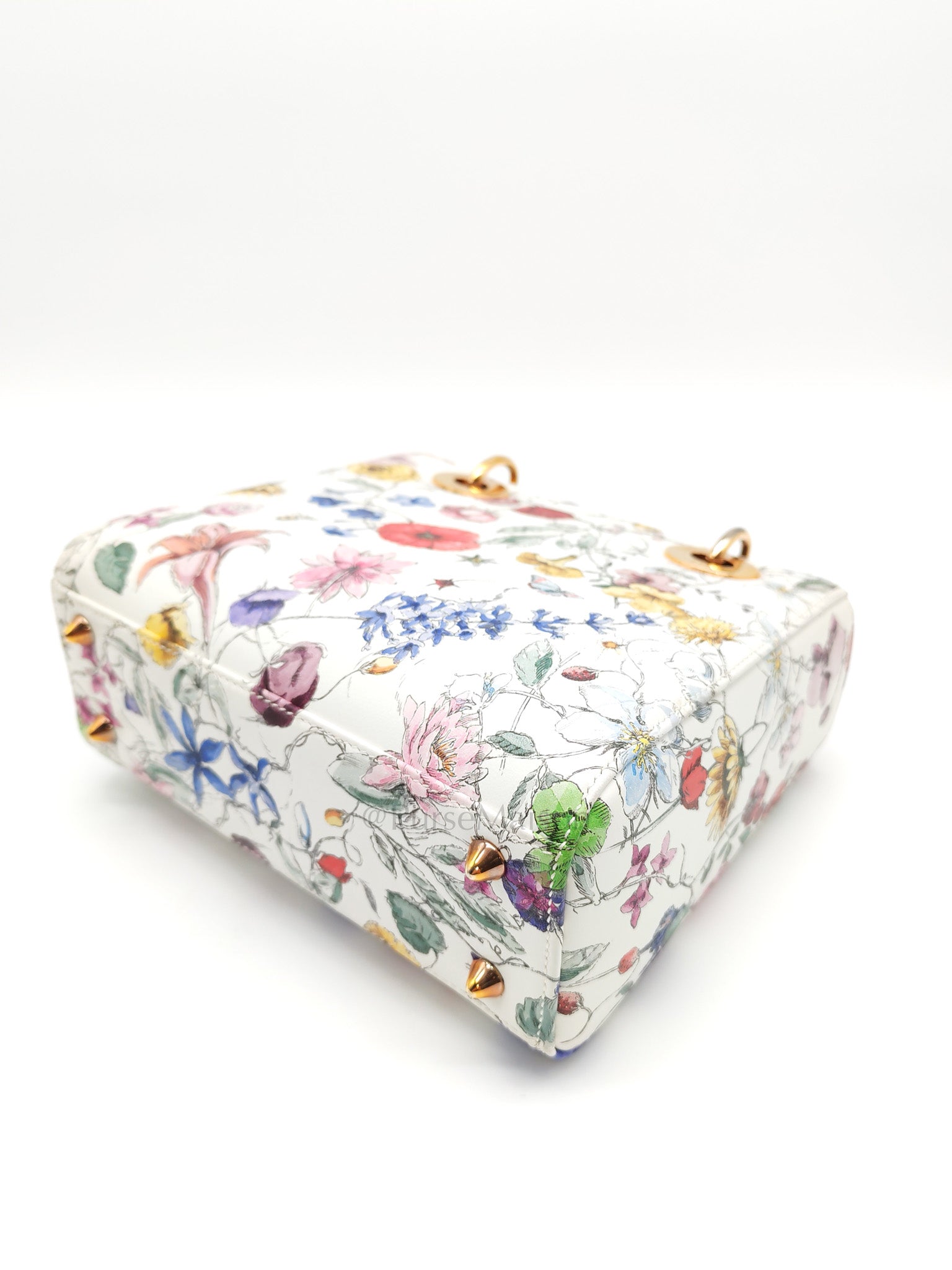 My ABCDior Lady Dior Small in White Florigelio Multicolor Calfskin Printed Rose Gold Hardware | Purse Maison Luxury Bags Shop