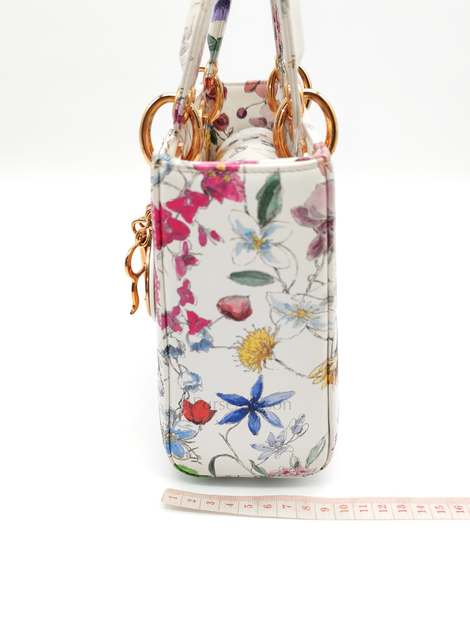 My ABCDior Lady Dior Small in White Florigelio Multicolor Calfskin Printed Rose Gold Hardware | Purse Maison Luxury Bags Shop