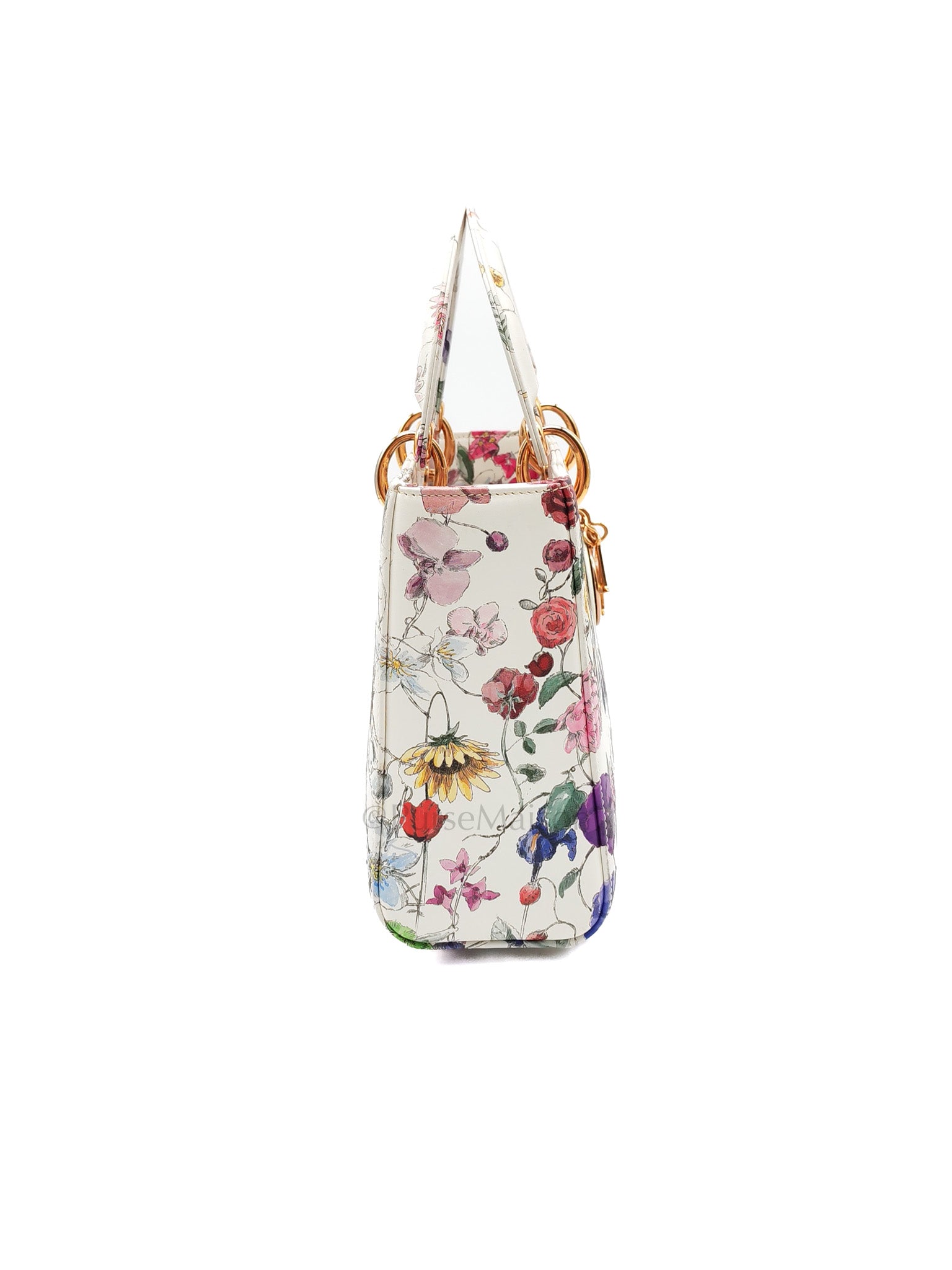 My ABCDior Lady Dior Small in White Florigelio Multicolor Calfskin Printed Rose Gold Hardware | Purse Maison Luxury Bags Shop