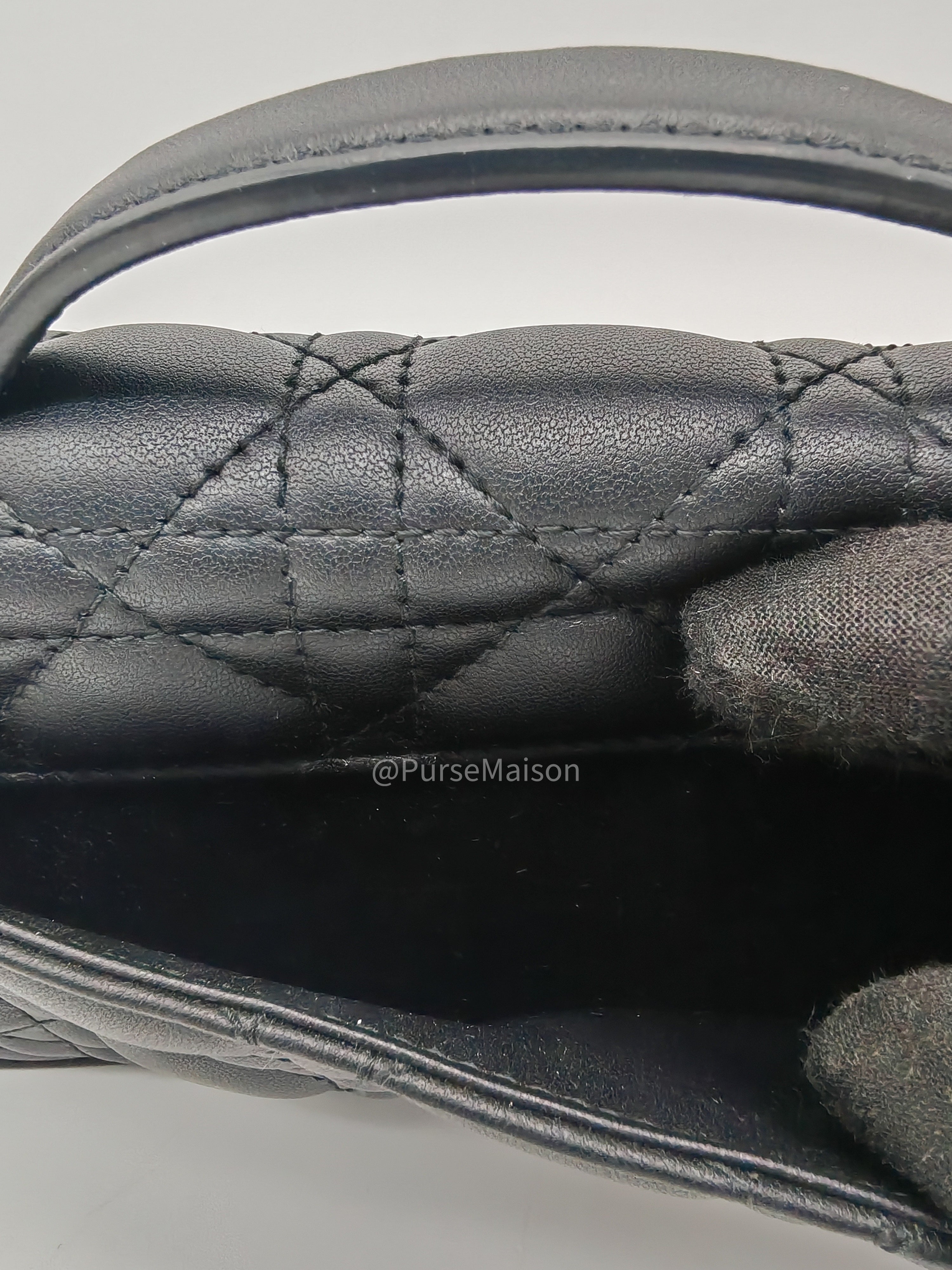 My Dior Mini Top Handle Chain Strap Bag in Black Cannage Lambskin Leather Light Gold Hardware | Purse Maison Luxury Bags Shop