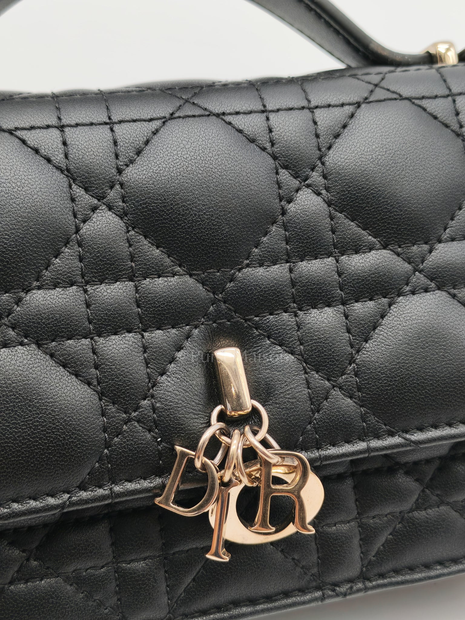 My Dior Mini Top Handle in Black Cannage Calfskin Leather Chain Strap Bag | Purse Maison Luxury Bags Shop