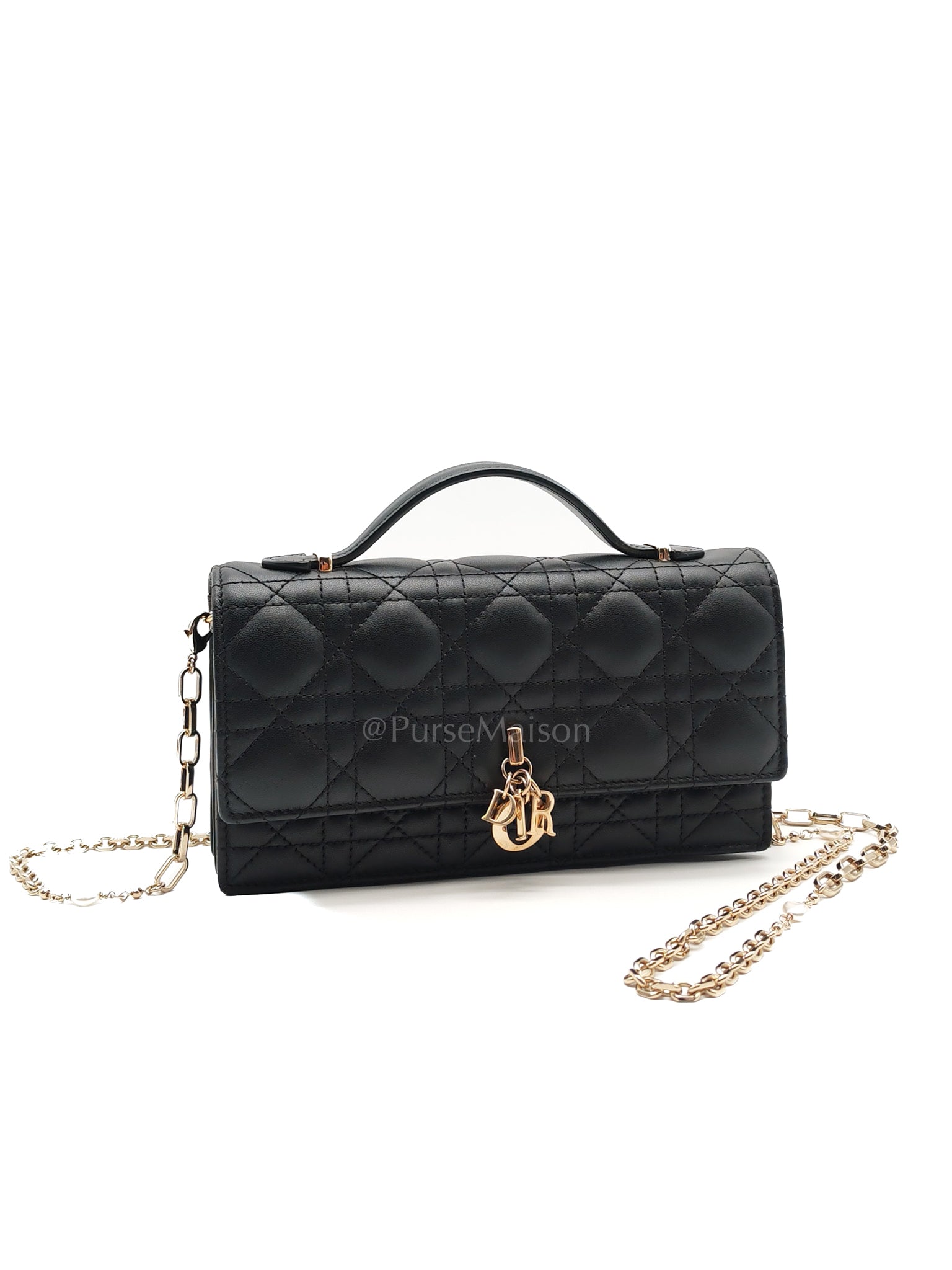 My Dior Mini Top Handle in Black Cannage Calfskin Leather Chain Strap Bag | Purse Maison Luxury Bags Shop