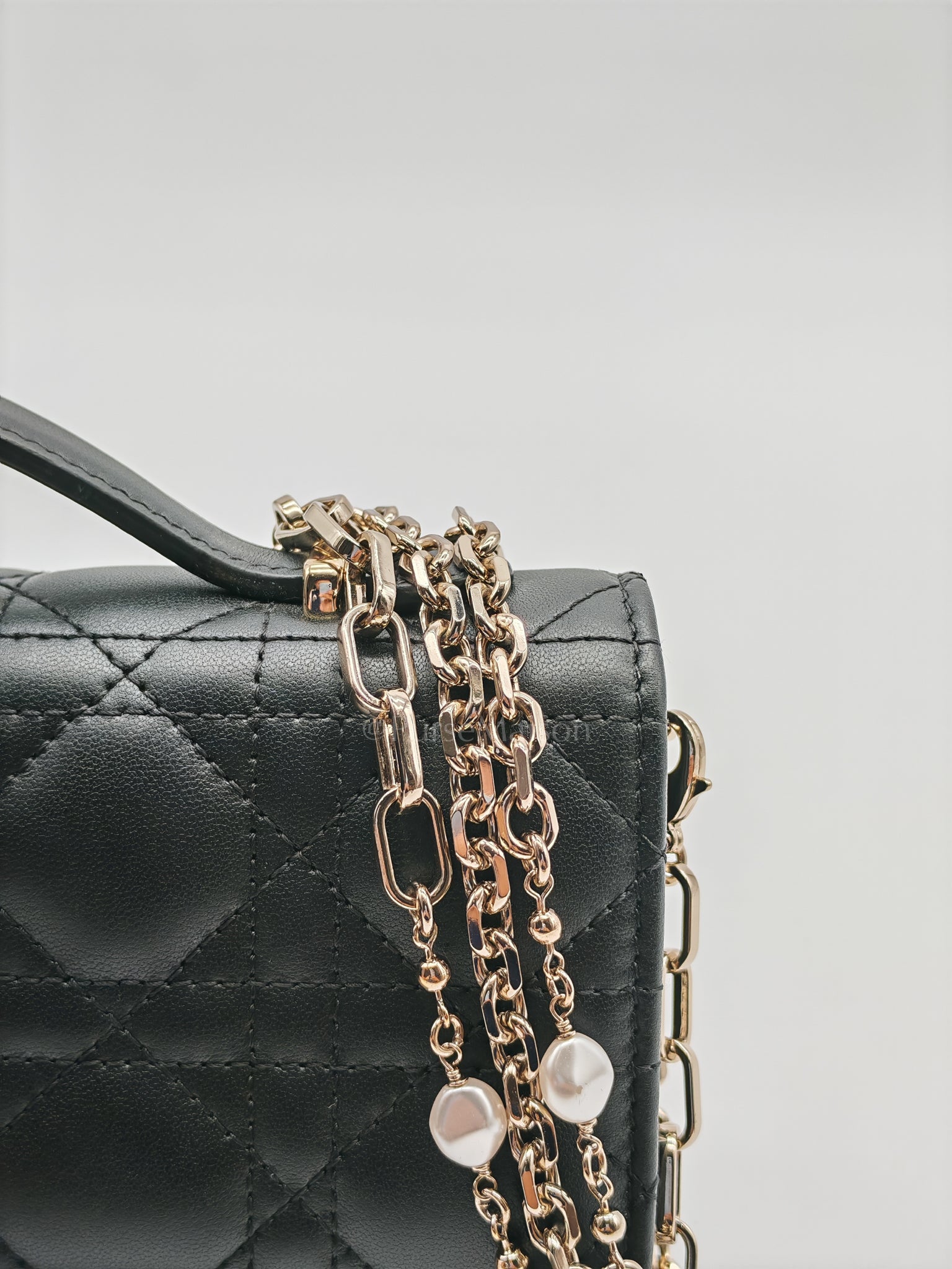 My Dior Mini Top Handle in Black Cannage Calfskin Leather Chain Strap Bag | Purse Maison Luxury Bags Shop