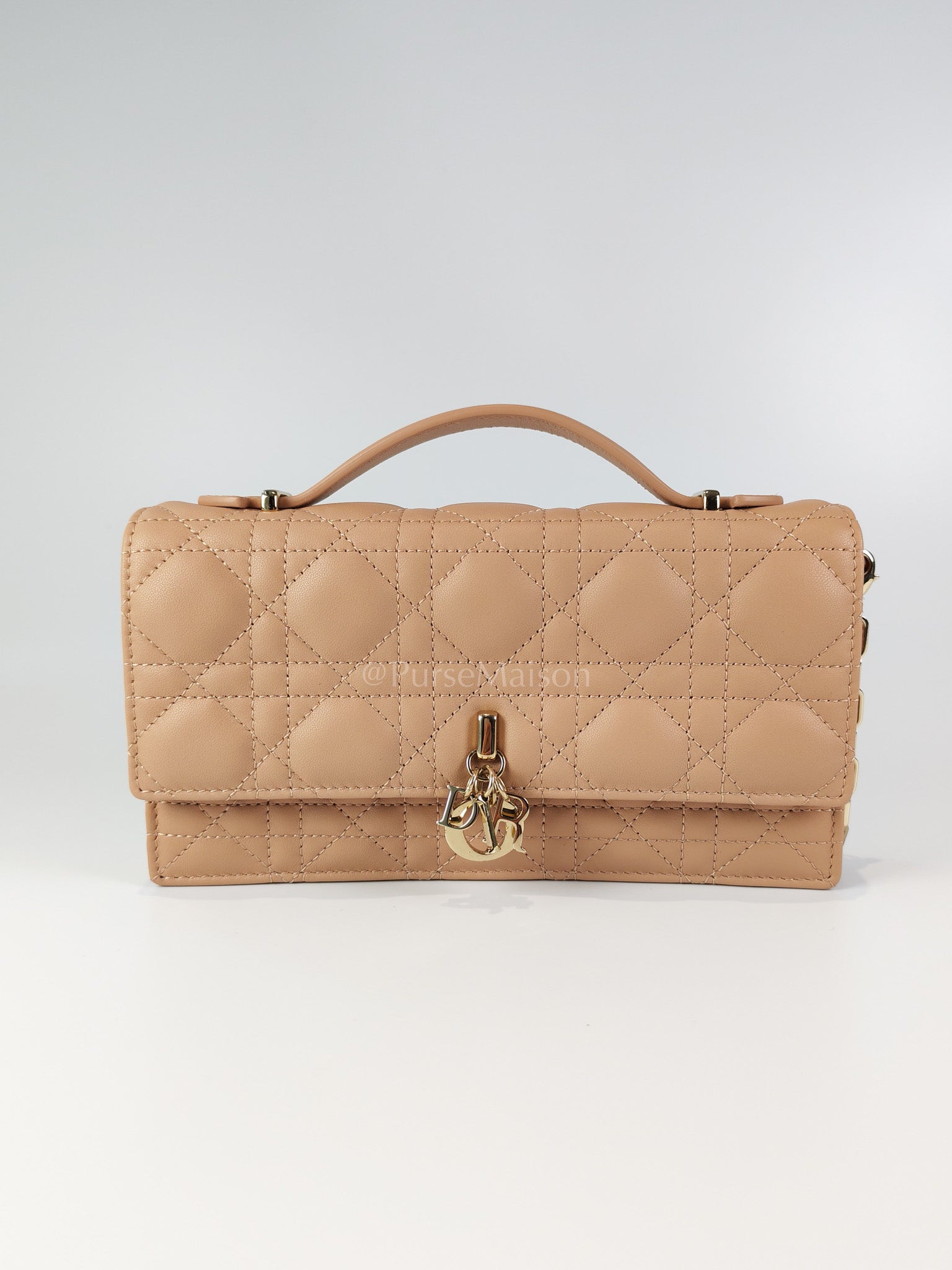 My Dior Top Handle Bag Mini in Blush Pink Quilted Cannage Leather & Light Gold Hardware | Purse Maison Luxury Bags Shop