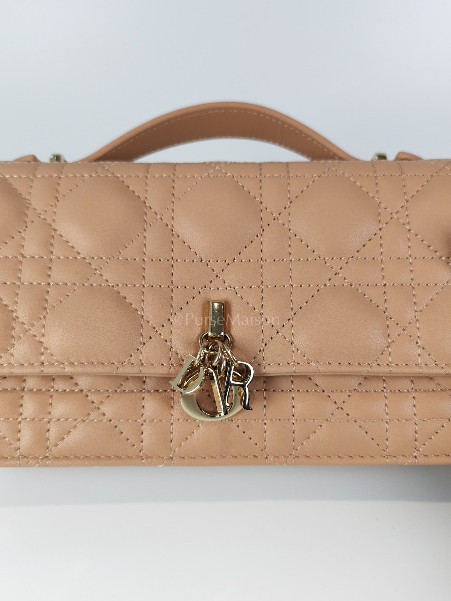 My Dior Top Handle Bag Mini in Blush Pink Quilted Cannage Leather & Light Gold Hardware | Purse Maison Luxury Bags Shop