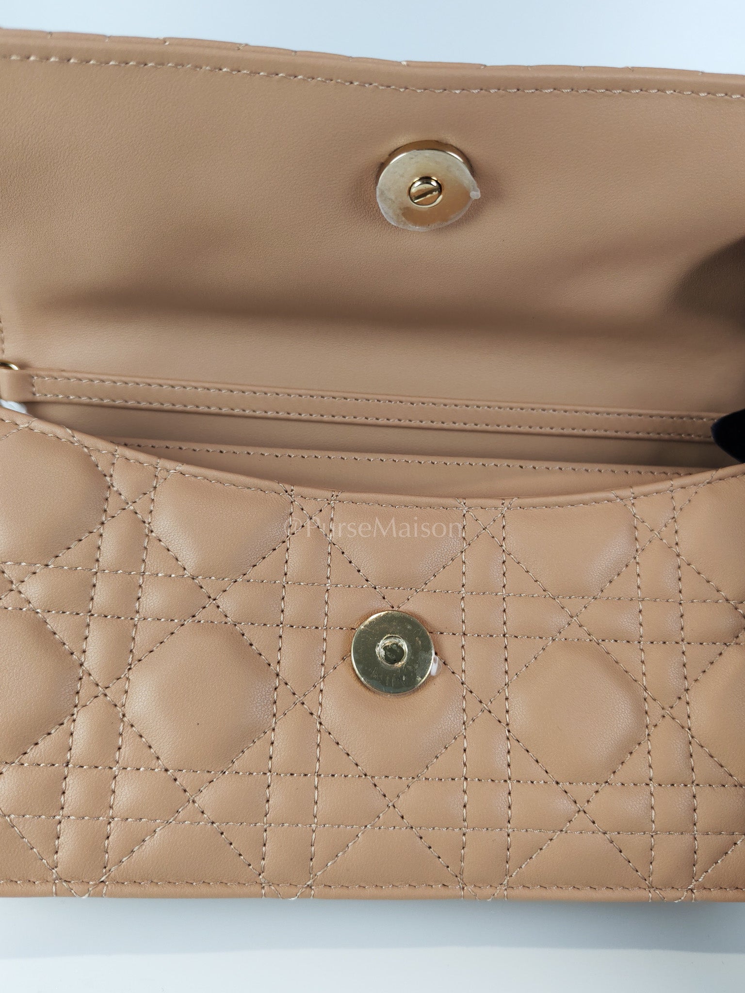 My Dior Top Handle Bag Mini in Blush Pink Quilted Cannage Leather & Light Gold Hardware | Purse Maison Luxury Bags Shop