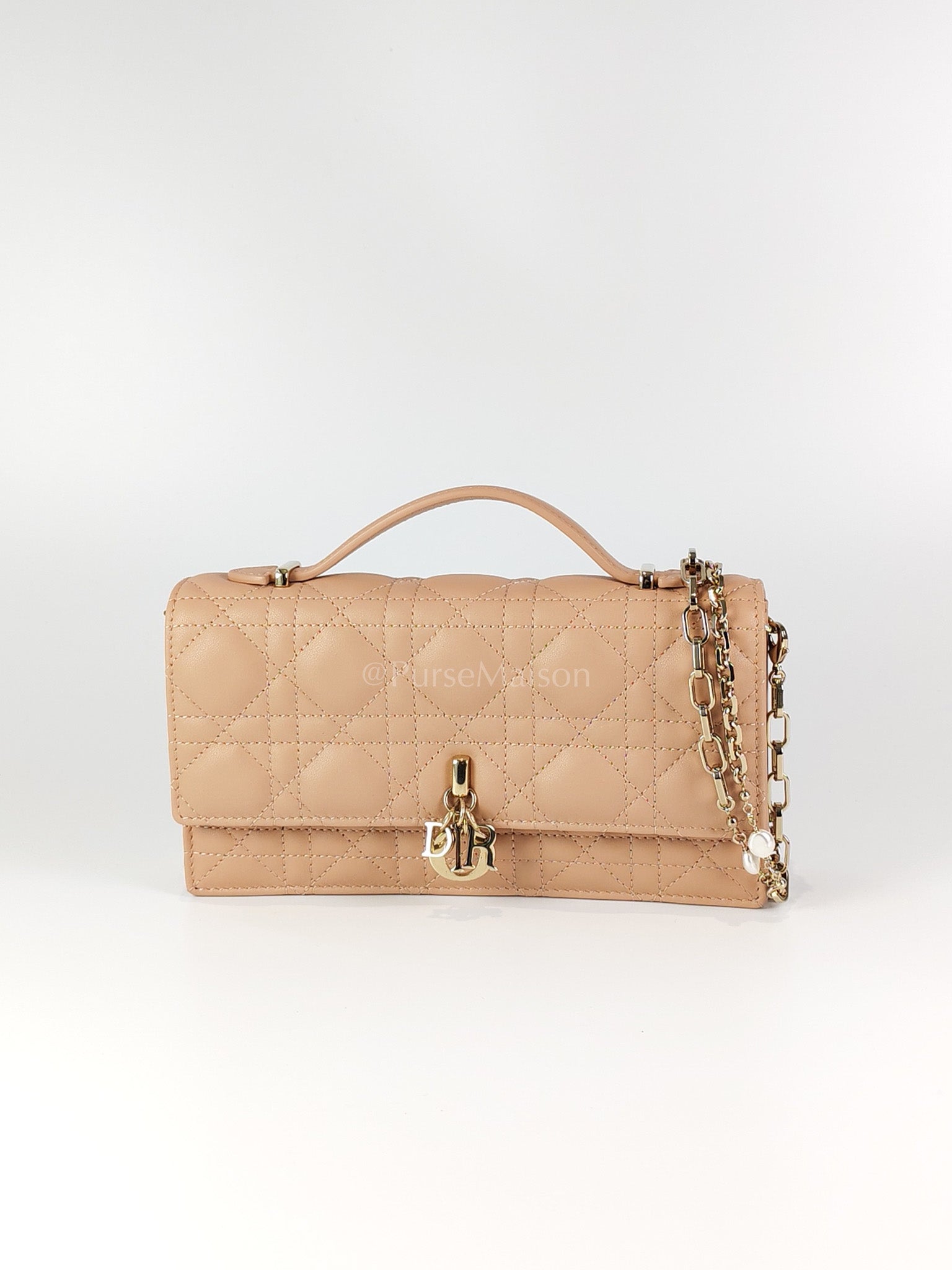 My Dior Top Handle Bag Mini in Blush Pink Quilted Cannage Leather & Light Gold Hardware | Purse Maison Luxury Bags Shop