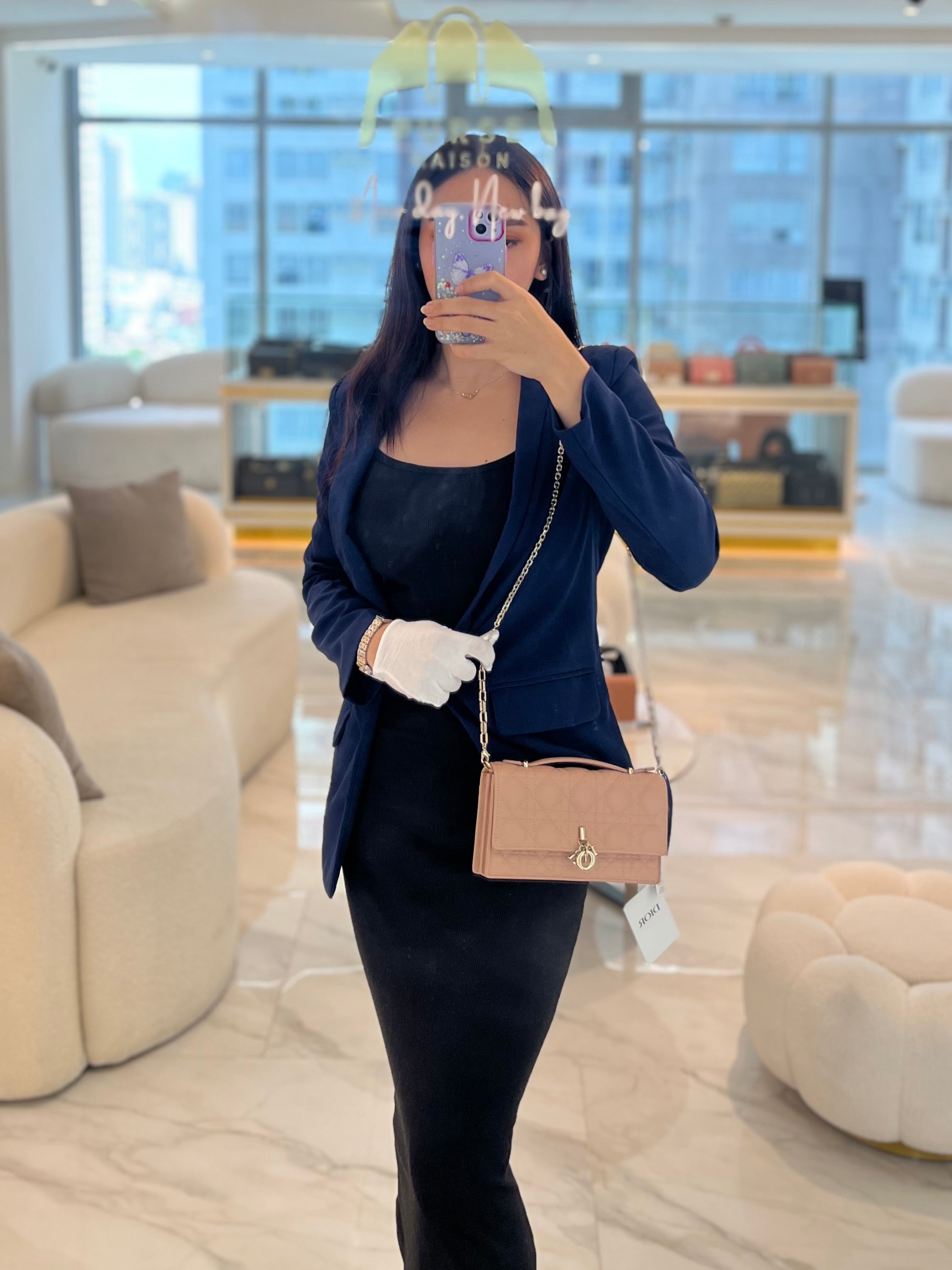 My Dior Top Handle Bag Mini in Blush Pink Quilted Cannage Leather & Light Gold Hardware | Purse Maison Luxury Bags Shop