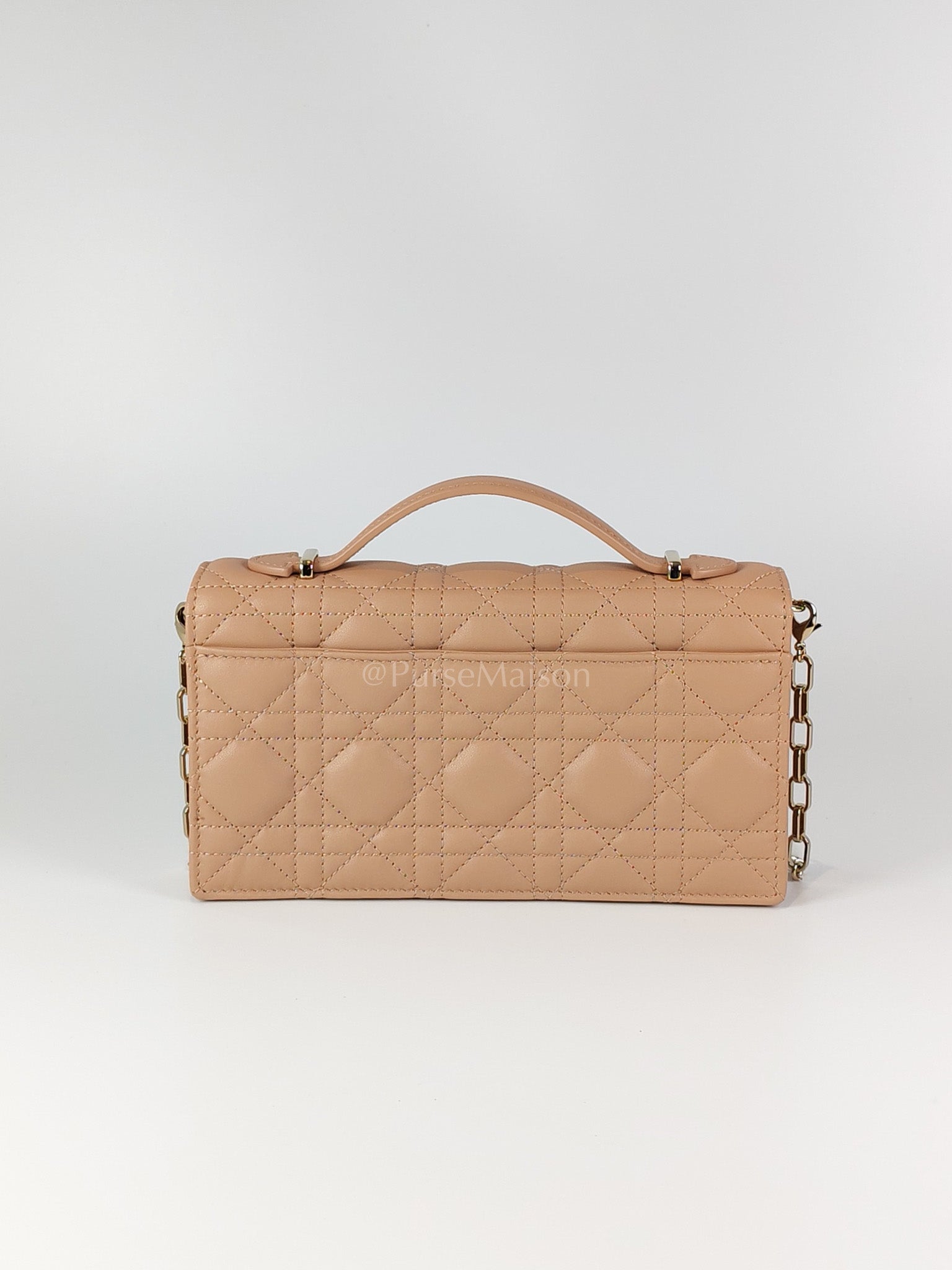 My Dior Top Handle Bag Mini in Blush Pink Quilted Cannage Leather & Light Gold Hardware | Purse Maison Luxury Bags Shop