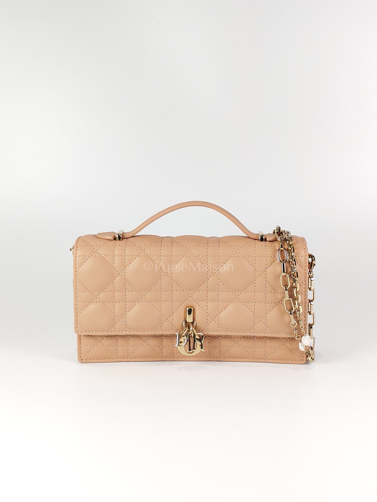 My Dior Top Handle Bag Mini in Blush Pink Quilted Cannage Leather & Light Gold Hardware | Purse Maison Luxury Bags Shop