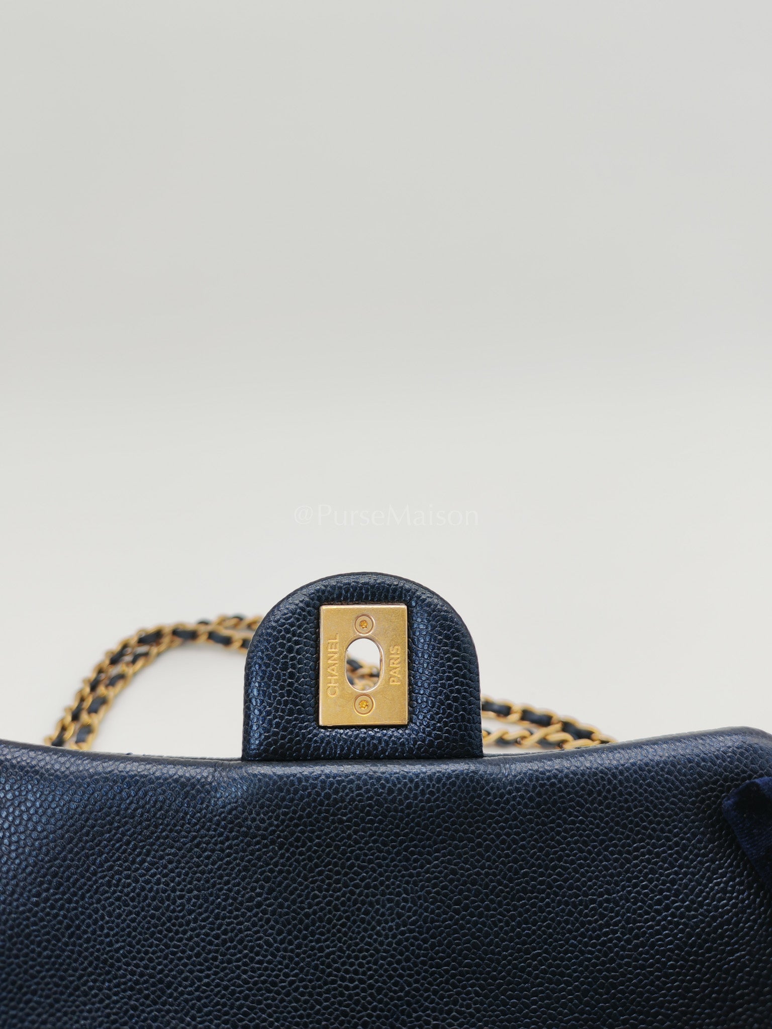 My Perfect Mini Flap Bag Iridescent Blue Caviar Leather and Aged Gold Hardware (Microchip) | Purse Maison Luxury Bags Shop