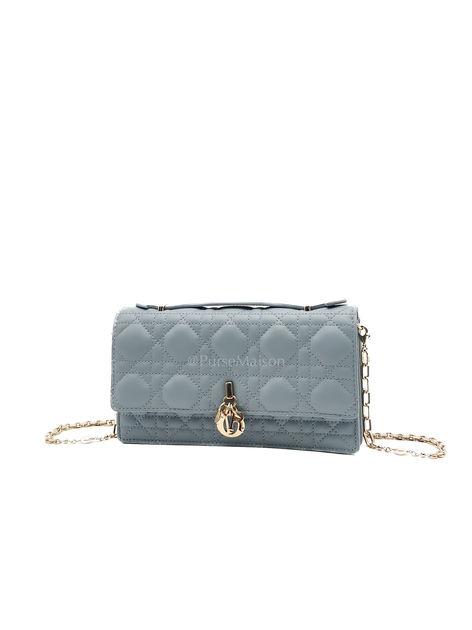 My Dior Mini Top Handle Bag in Cloud Blue Cannage Lambskin Leather Light Gold Hardware