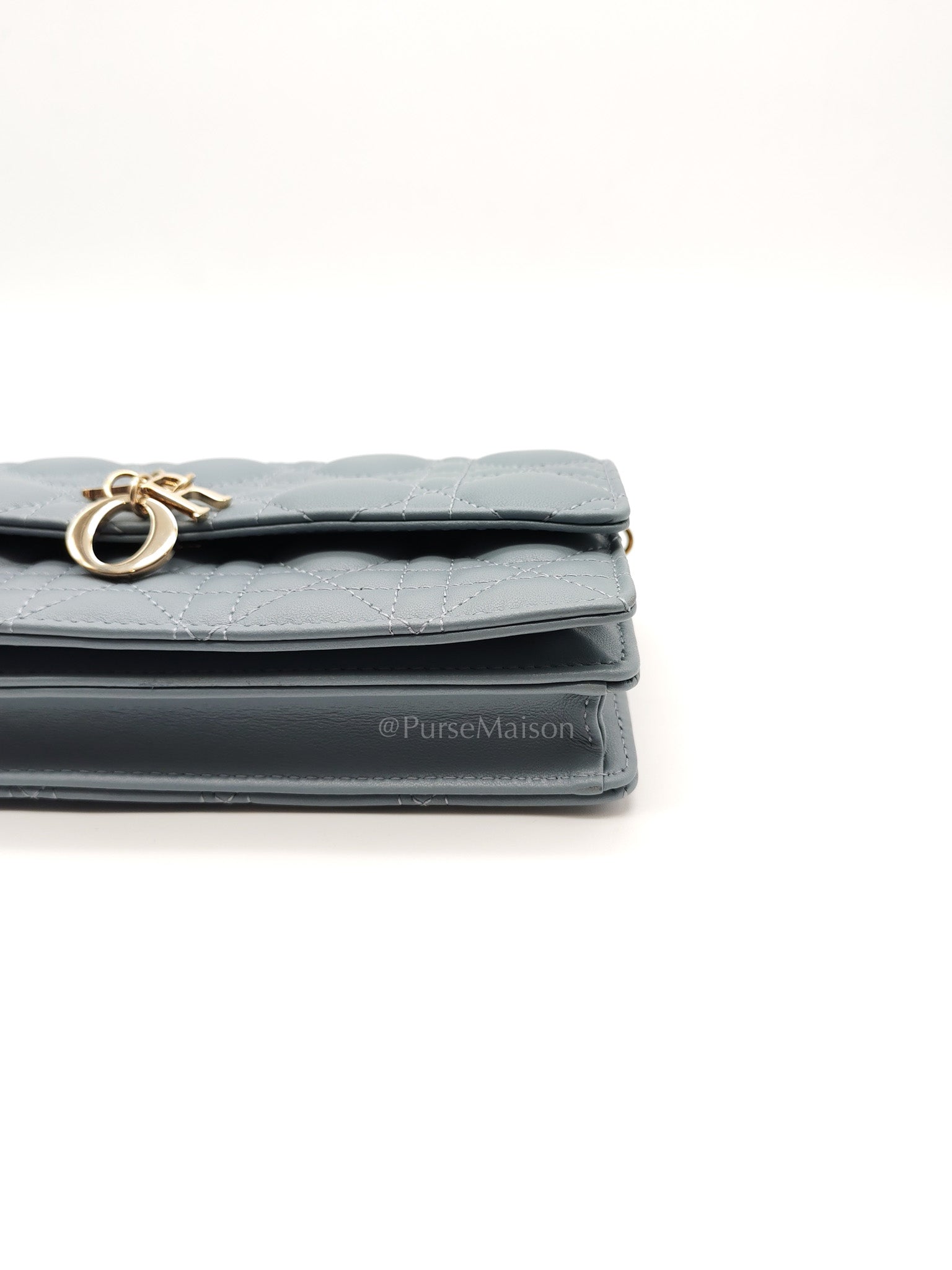 My Dior Mini Top Handle Bag in Cloud Blue Cannage Lambskin Leather Light Gold Hardware