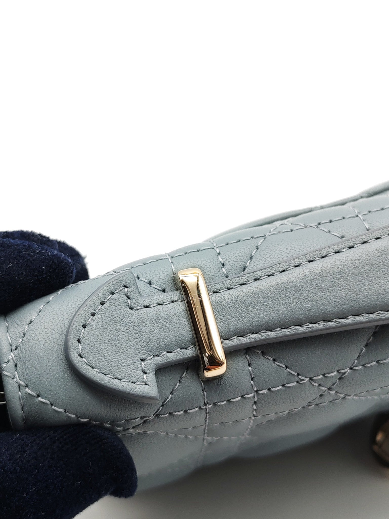 My Dior Mini Top Handle Bag in Cloud Blue Cannage Lambskin Leather Light Gold Hardware