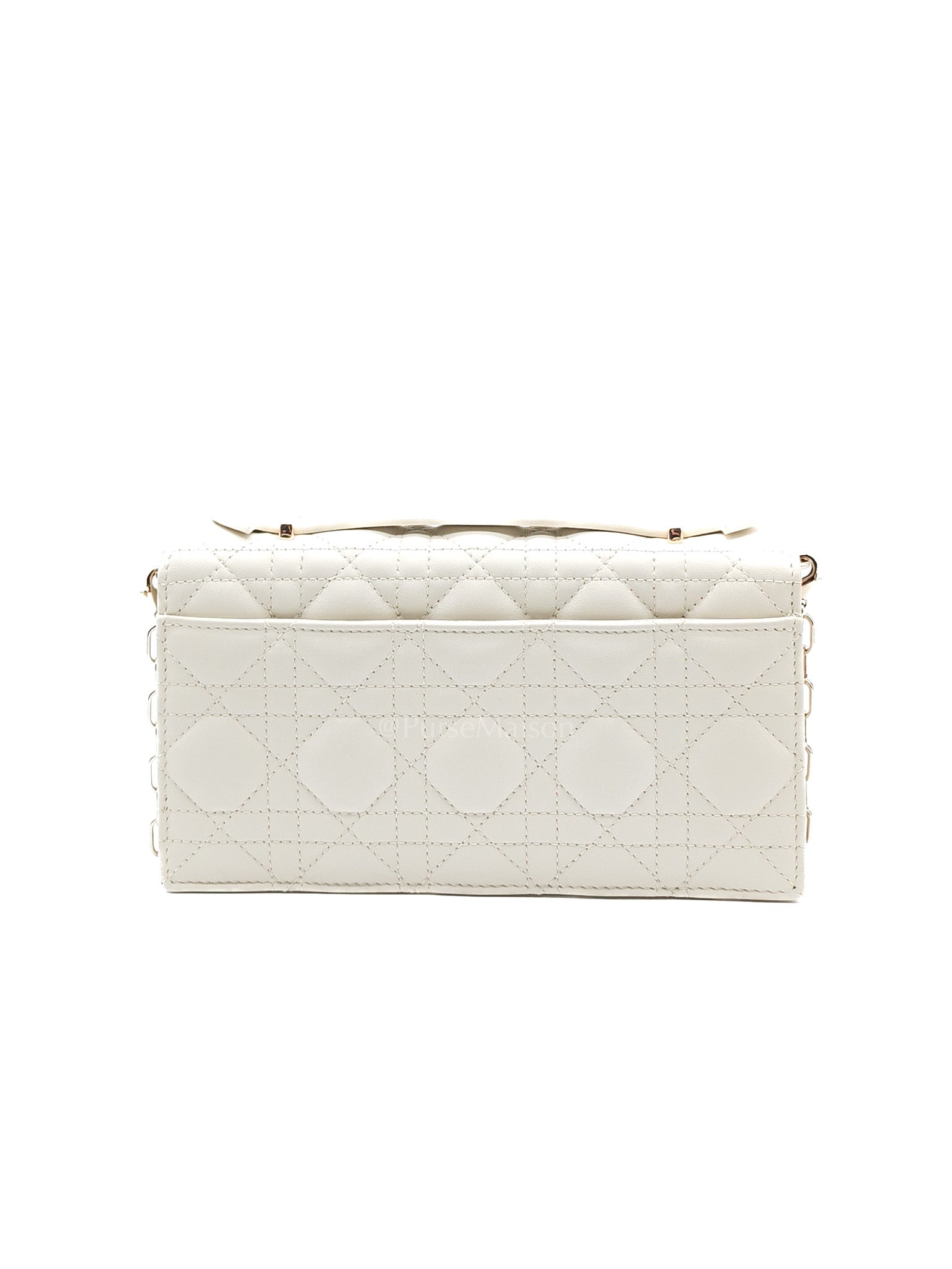 My Dior Mini Top Handle Bag in White Cannage Lambskin Leather
