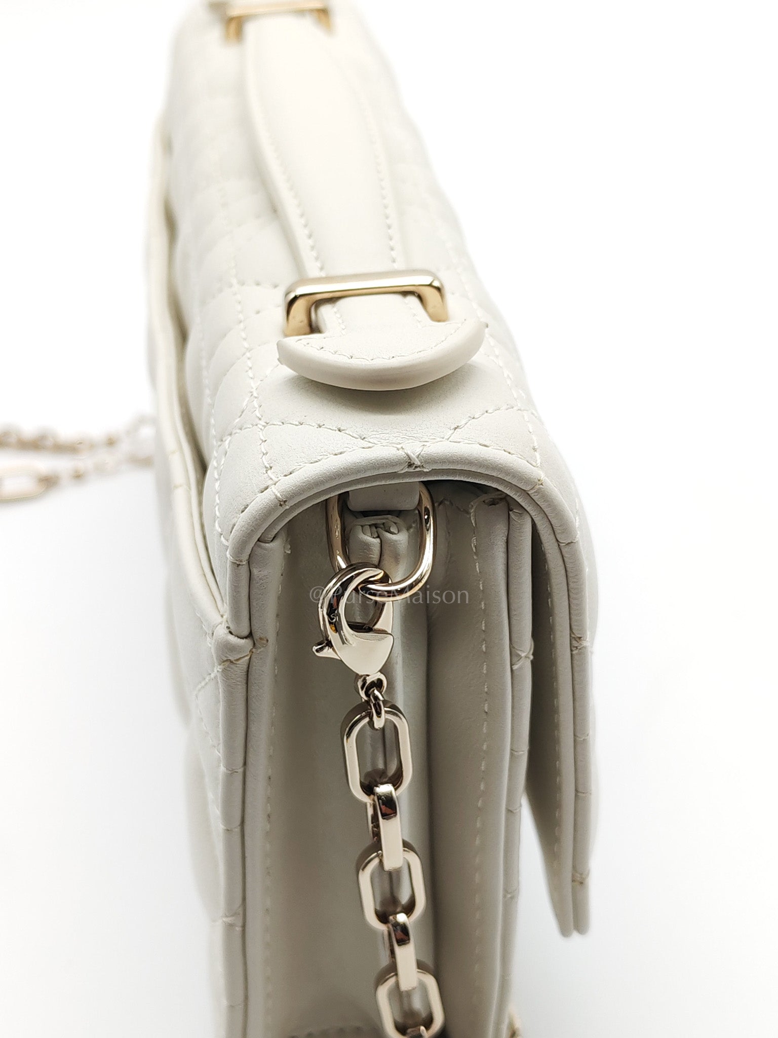 My Dior Mini Top Handle Bag in White Cannage Lambskin Leather