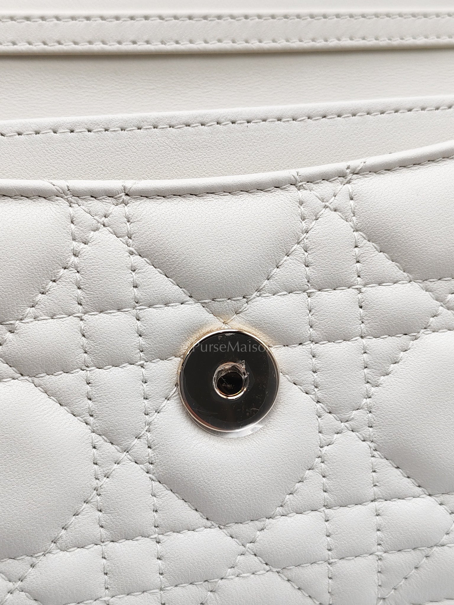 My Dior Mini Top Handle Bag in White Cannage Lambskin Leather