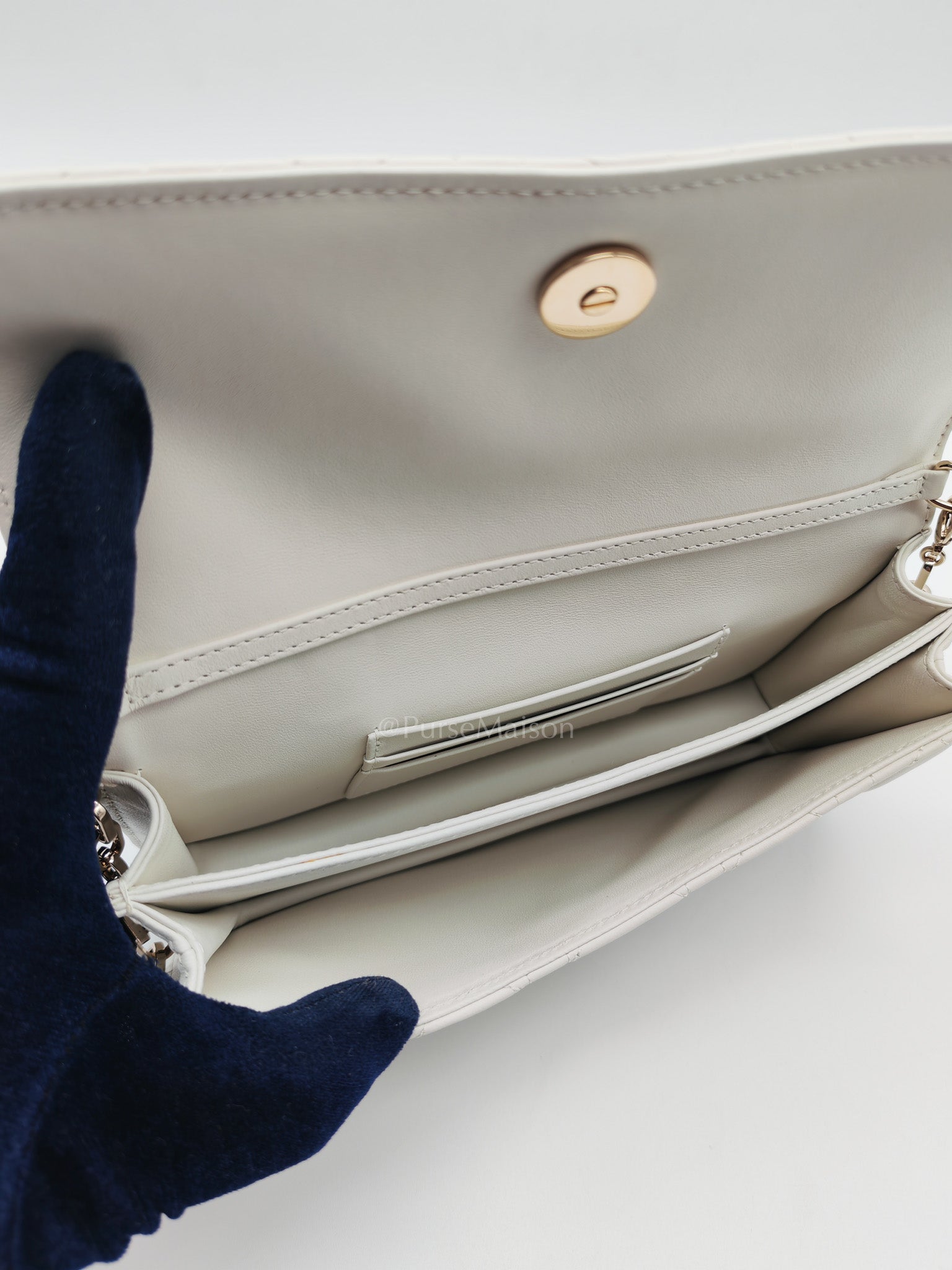 My Dior Mini Top Handle Bag in White Cannage Lambskin Leather