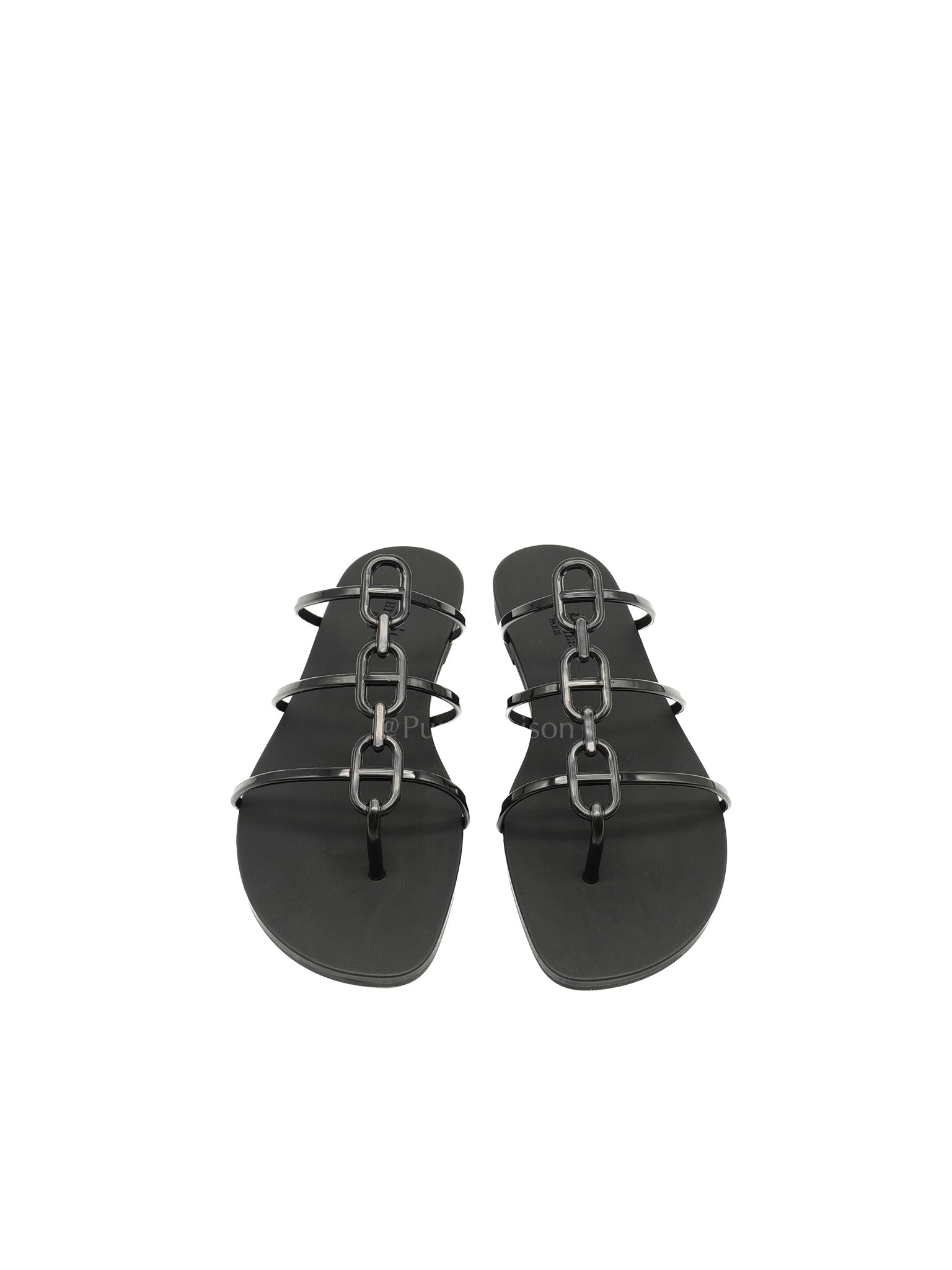 Mykonos Rubber Sandals in Black/Noir Size 38 EU (24 cm) | Purse Maison Luxury Bags Shop