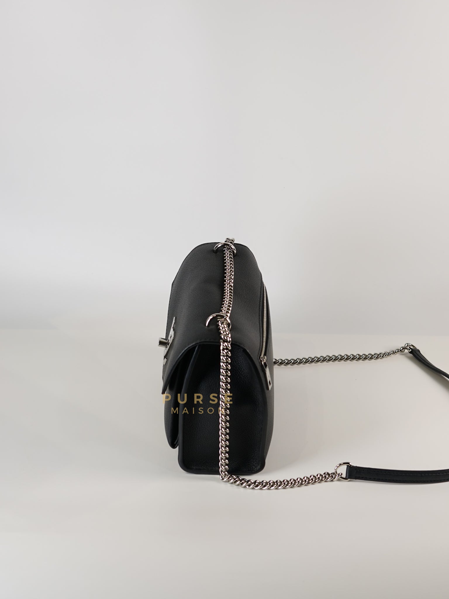 Mylockme BB Chain Bag in Noir Empreinte Leather (Microchip) | Purse Maison Luxury Bags Shop