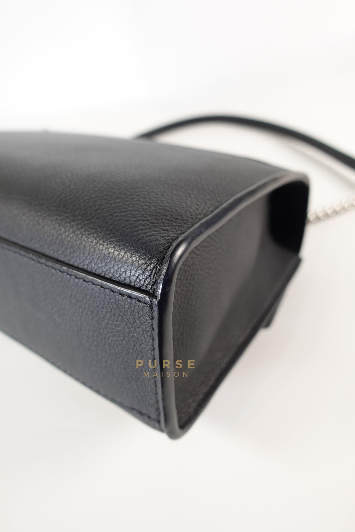 Mylockme BB Chain Bag in Noir Empreinte Leather (Microchip) | Purse Maison Luxury Bags Shop