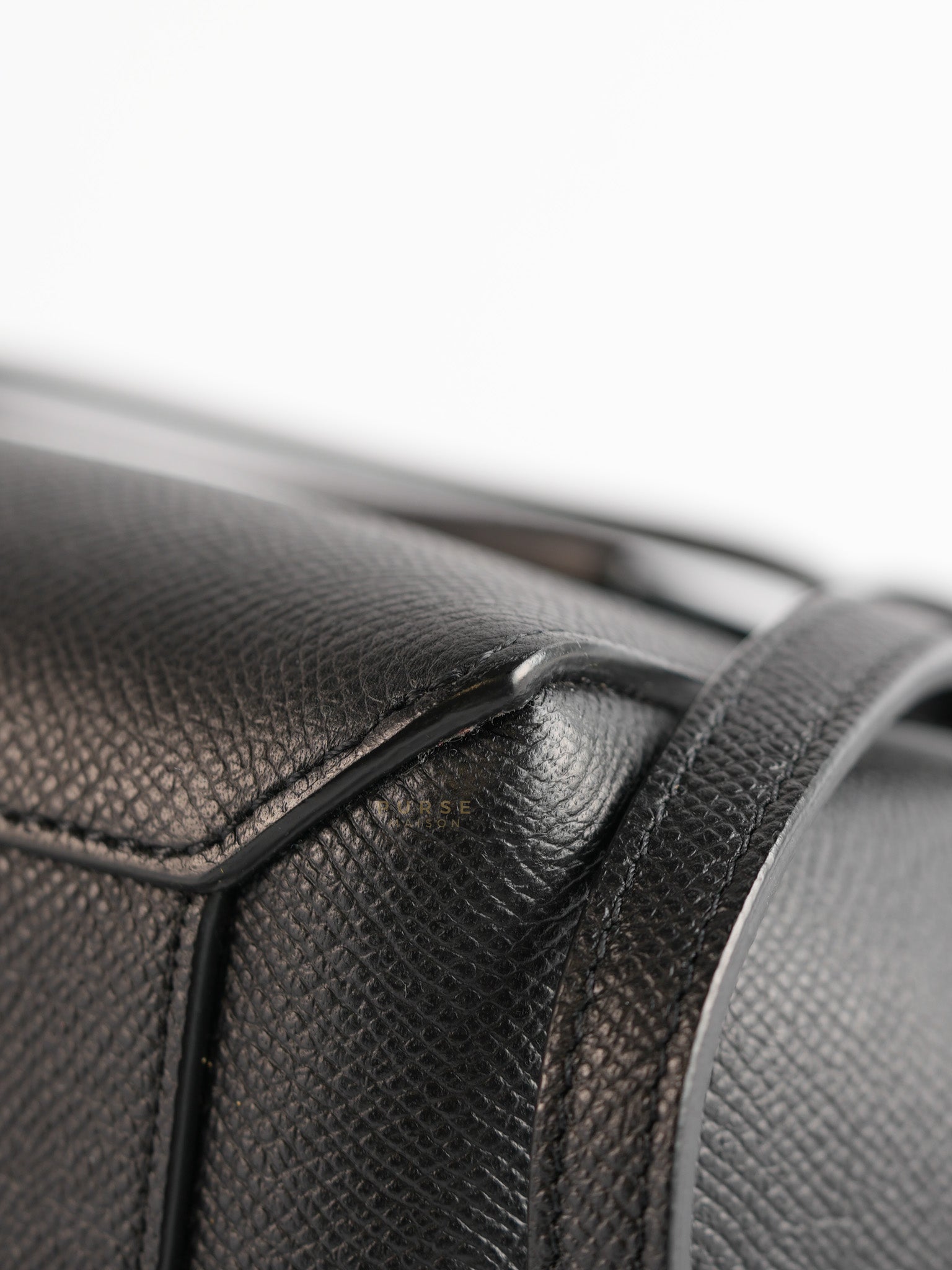 Nano Belt Bag In Black Grained Calfskin Leather | Purse Maison Luxury Bags Shop
