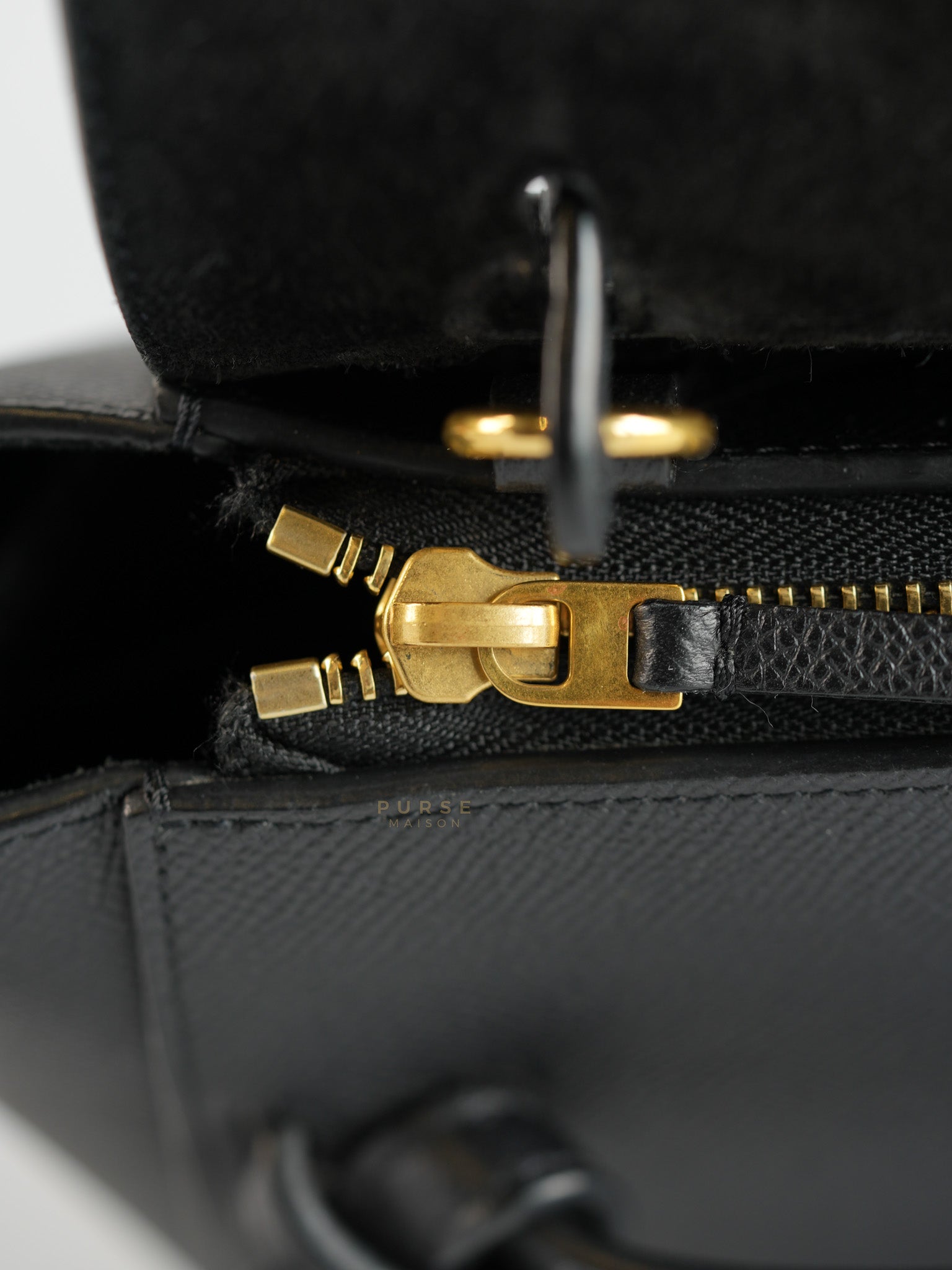 Nano Belt Bag In Black Grained Calfskin Leather | Purse Maison Luxury Bags Shop