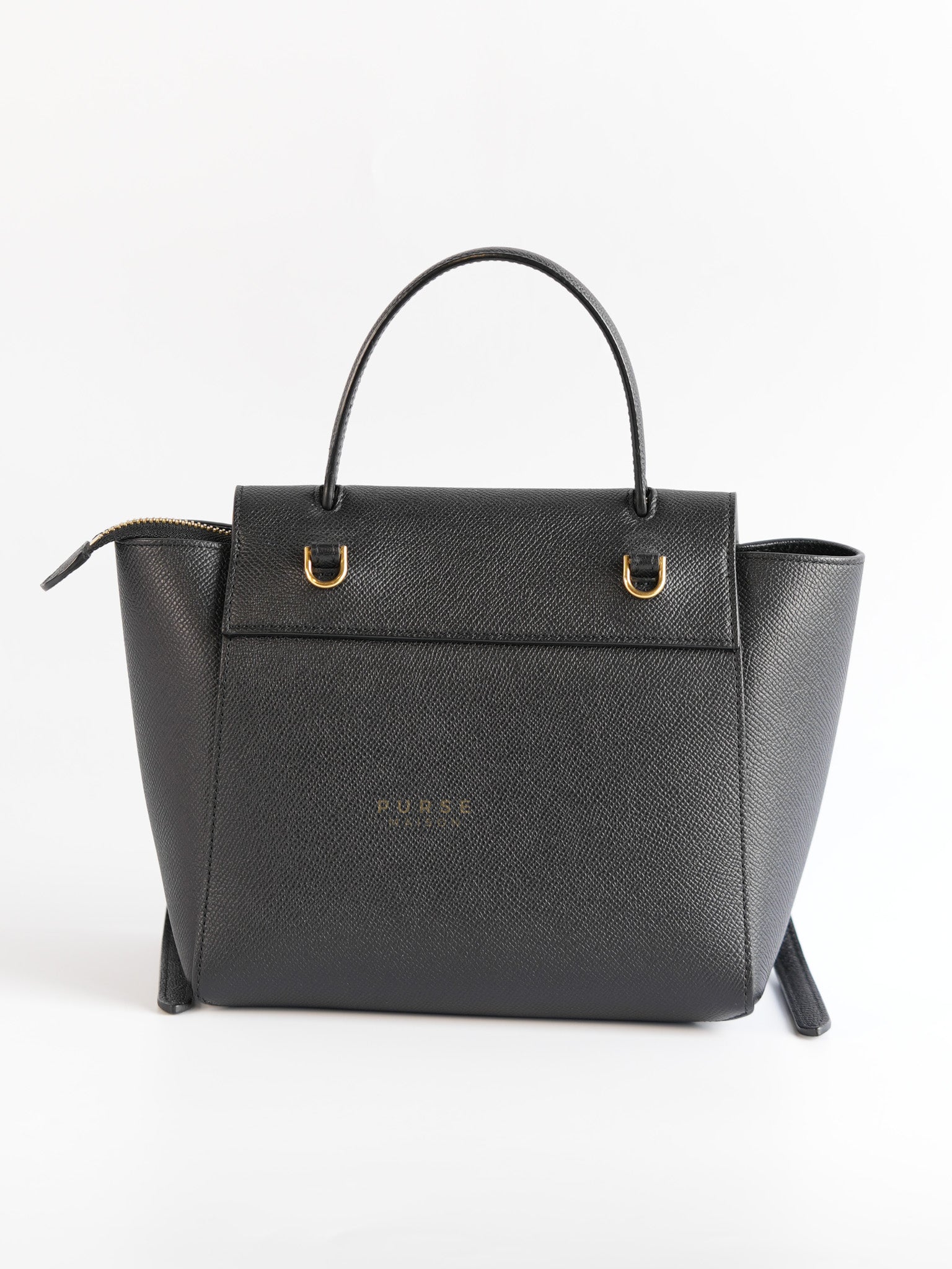 Nano Belt Bag In Black Grained Calfskin Leather | Purse Maison Luxury Bags Shop