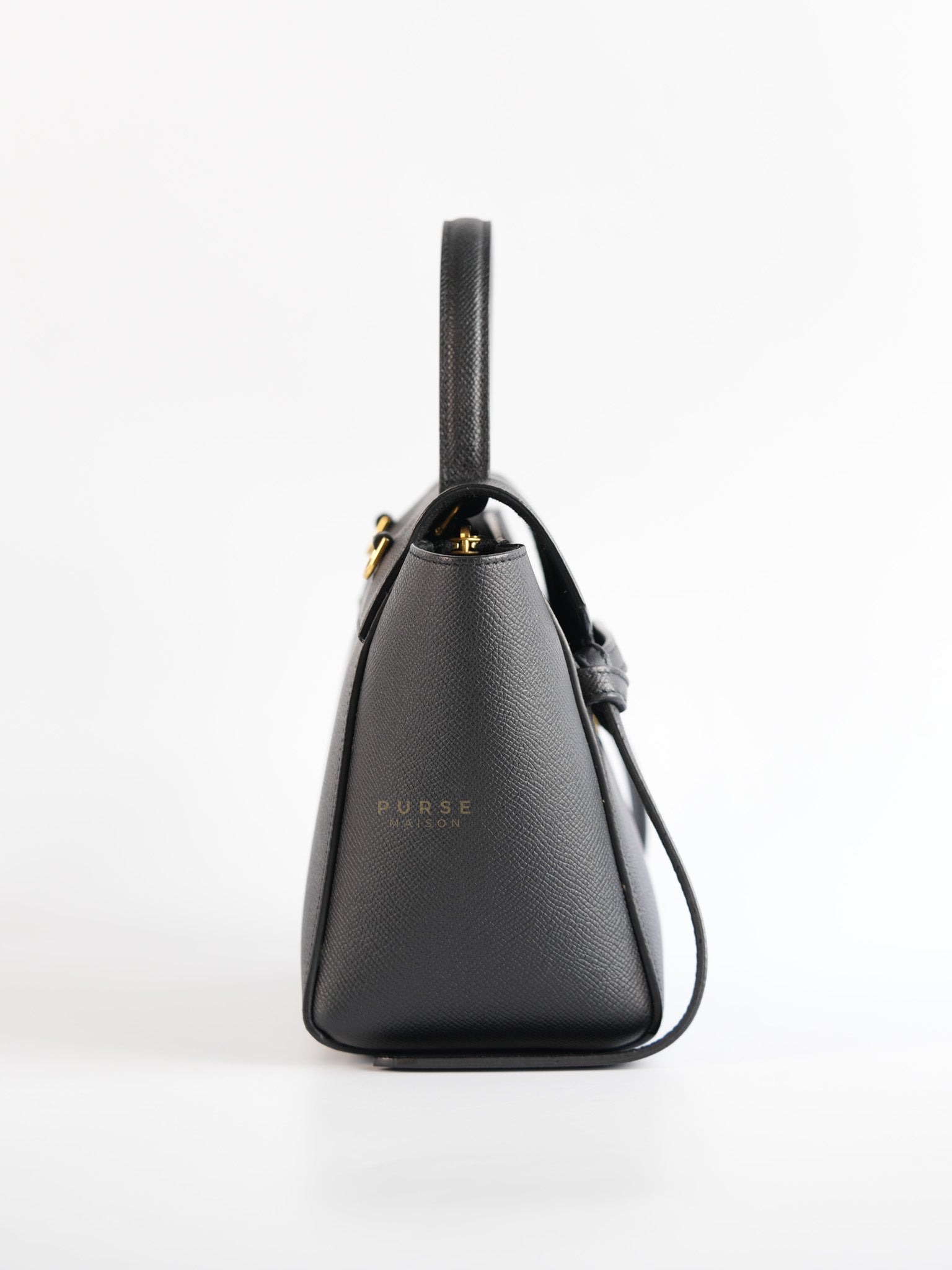 Nano Belt Bag In Black Grained Calfskin Leather | Purse Maison Luxury Bags Shop