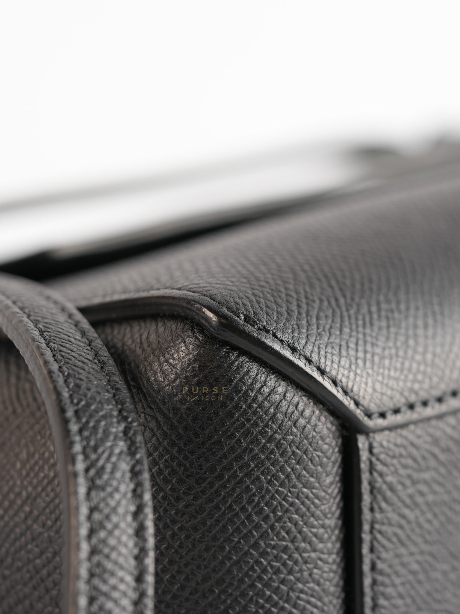 Nano Belt Bag In Black Grained Calfskin Leather | Purse Maison Luxury Bags Shop
