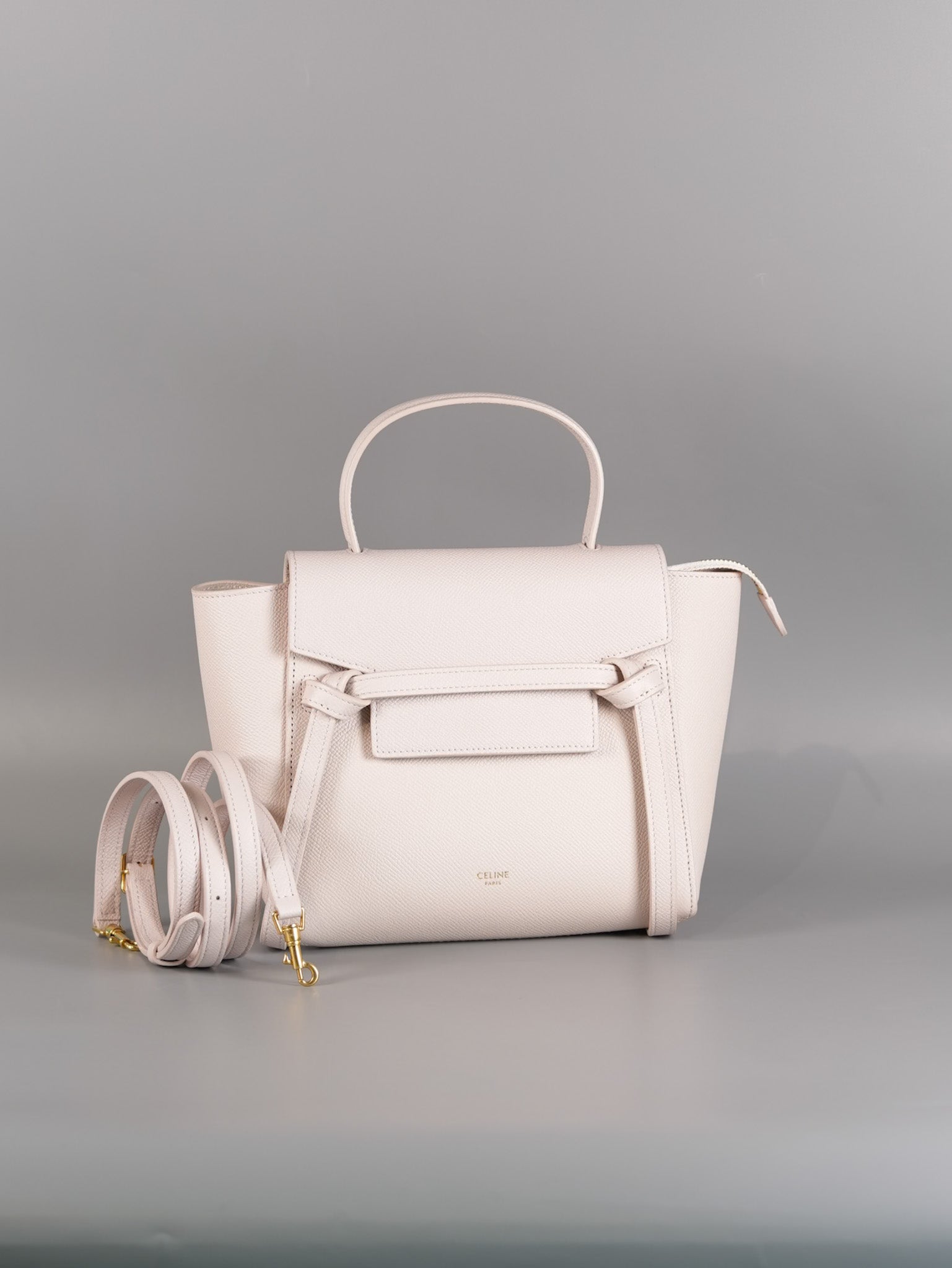 Nano Belt Bag in Light Pink Grained Calfskin Leather | Purse Maison Luxury Bags Shop