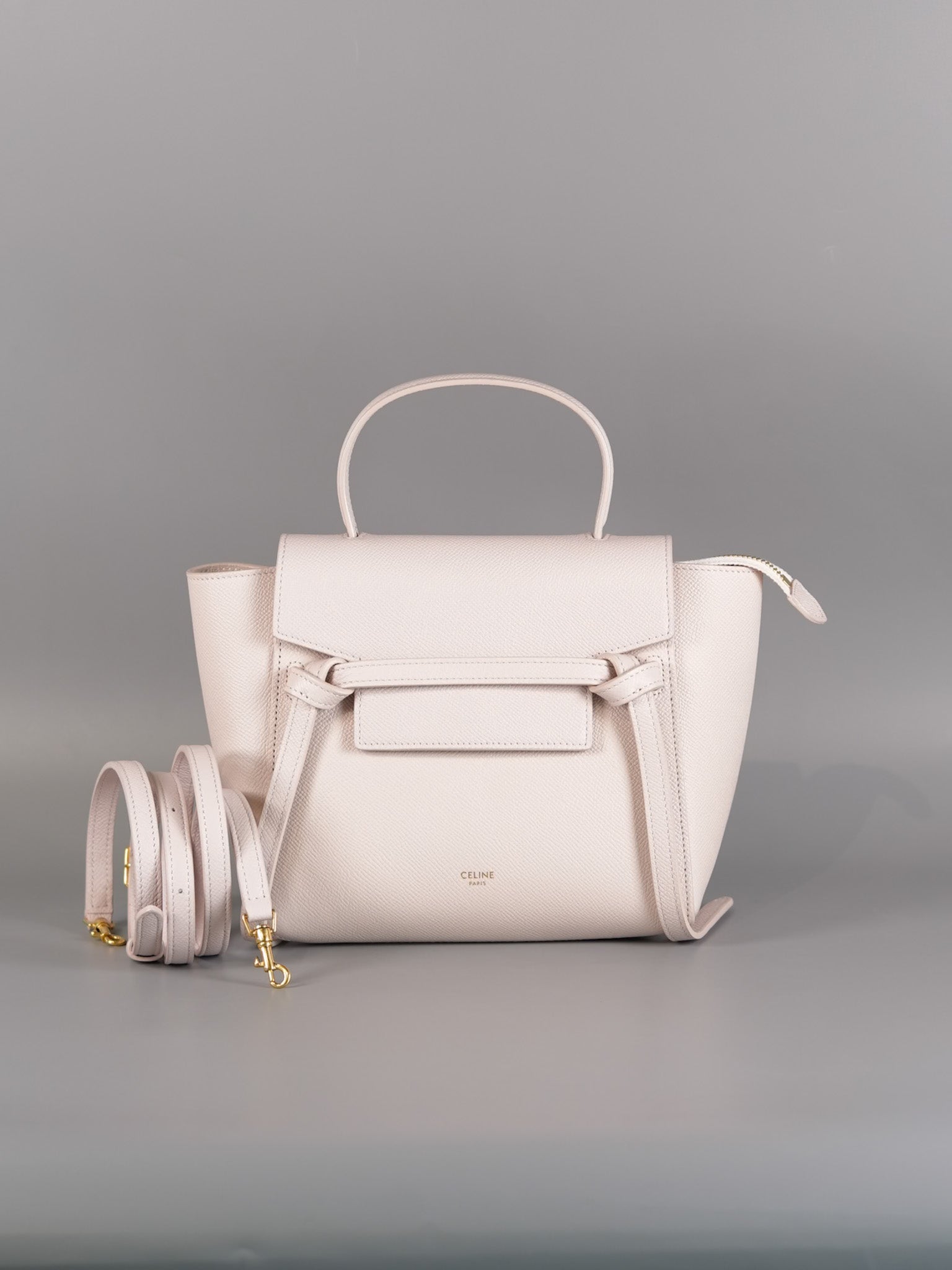 Nano Belt Bag in Light Pink Grained Calfskin Leather | Purse Maison Luxury Bags Shop