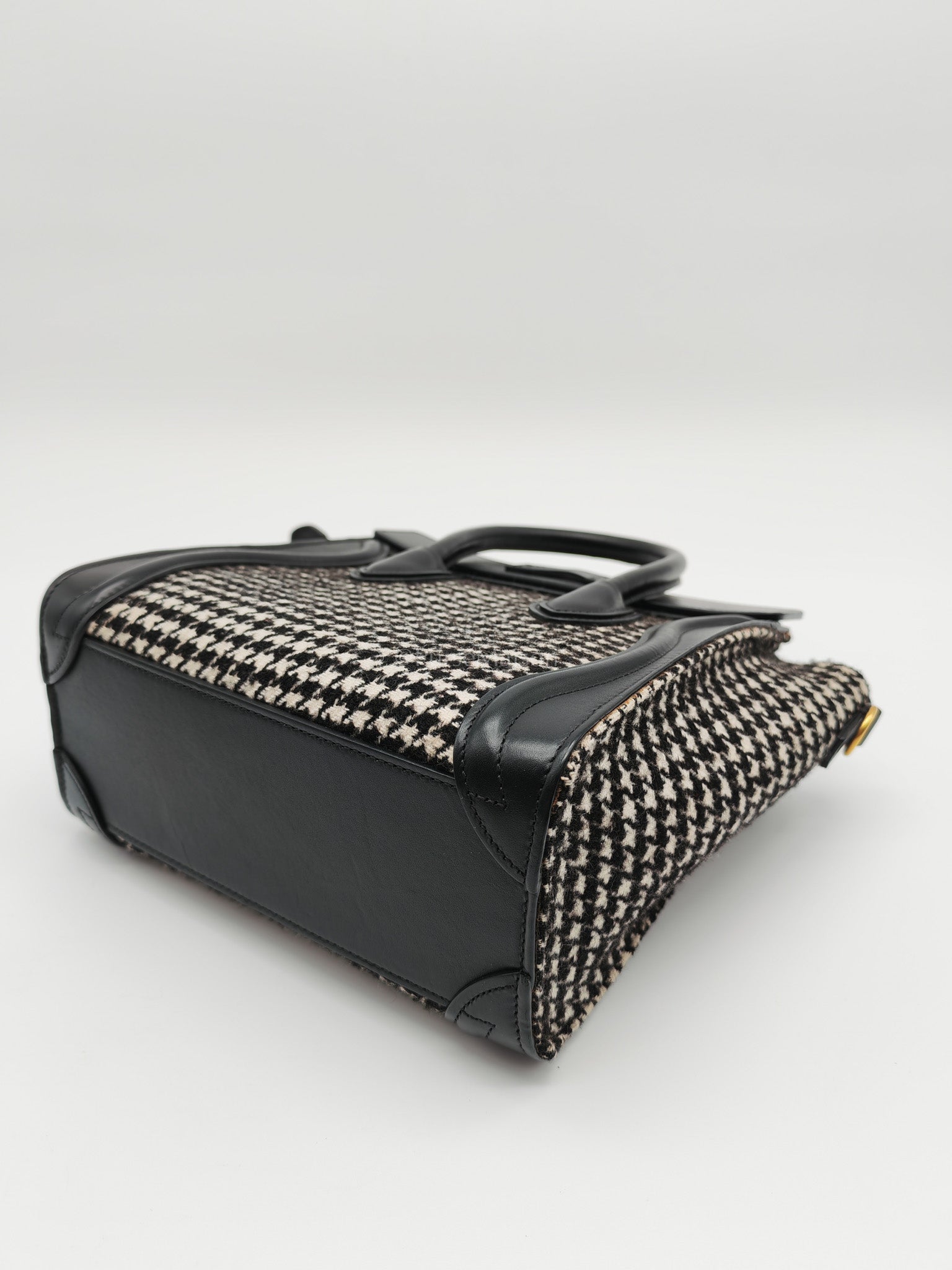 Nano Luggage Bag in Tweed Black & White Canvas | Purse Maison Luxury Bags Shop