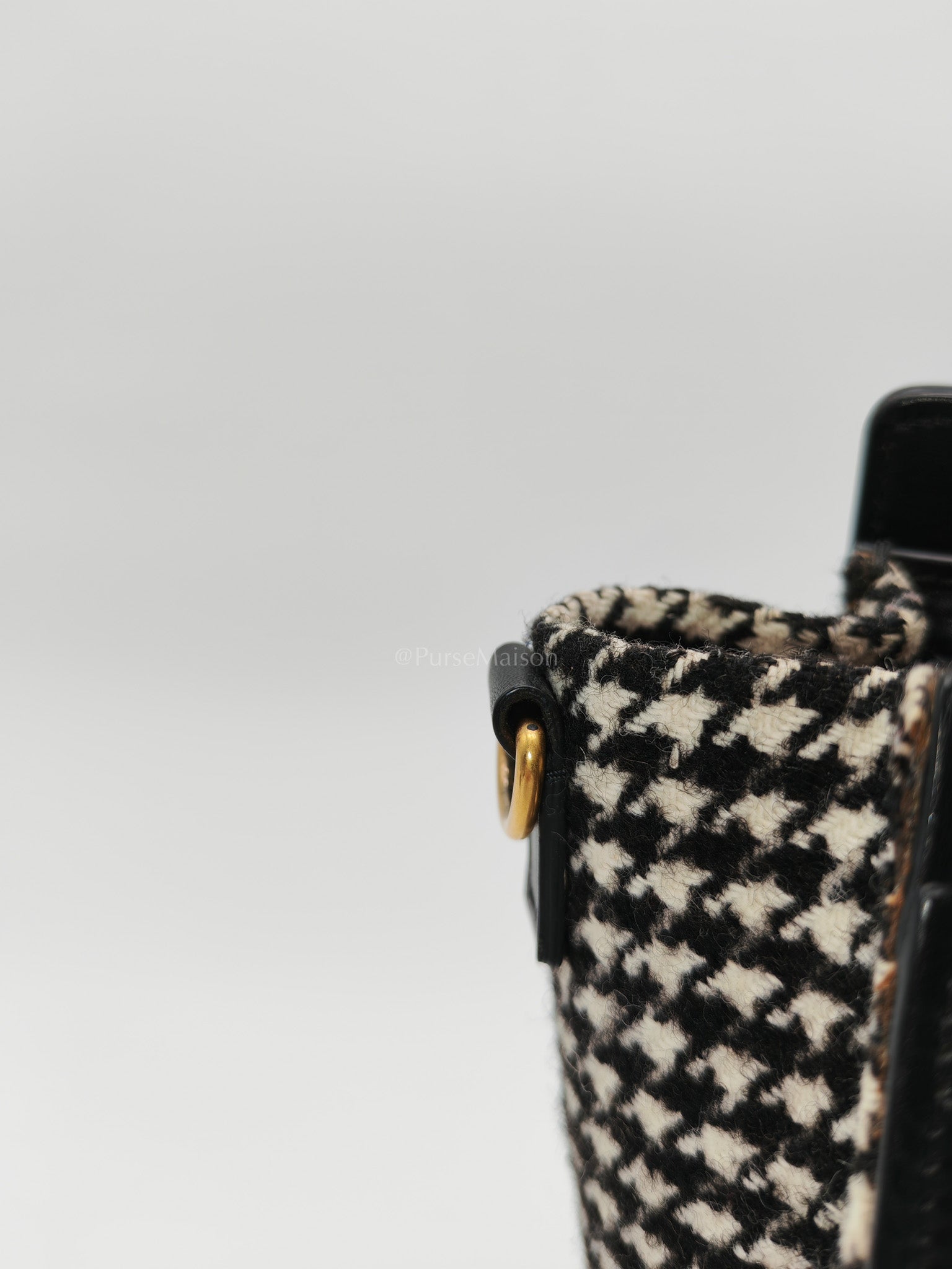 Nano Luggage Bag in Tweed Black & White Canvas | Purse Maison Luxury Bags Shop