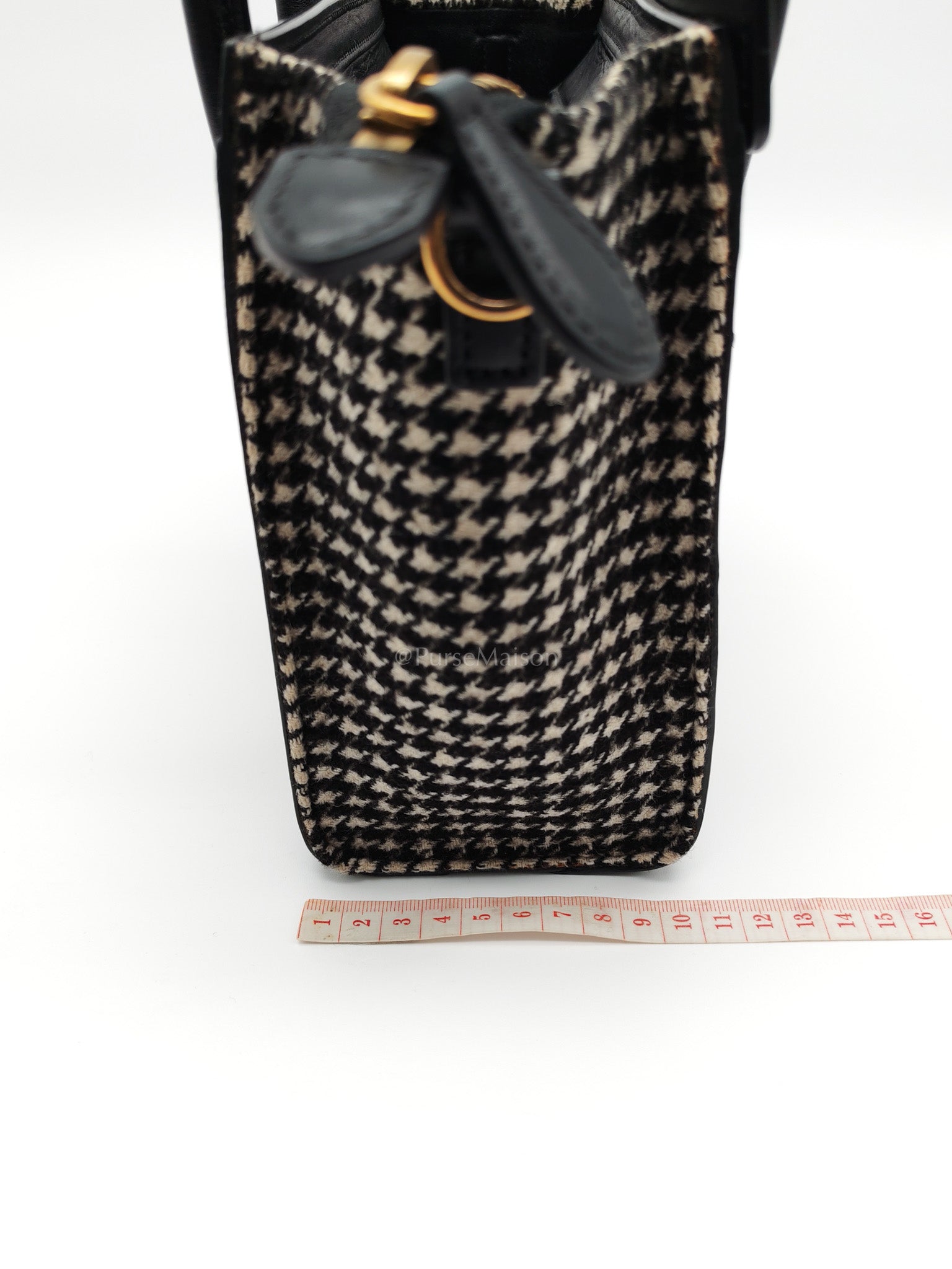 Nano Luggage Bag in Tweed Black & White Canvas | Purse Maison Luxury Bags Shop
