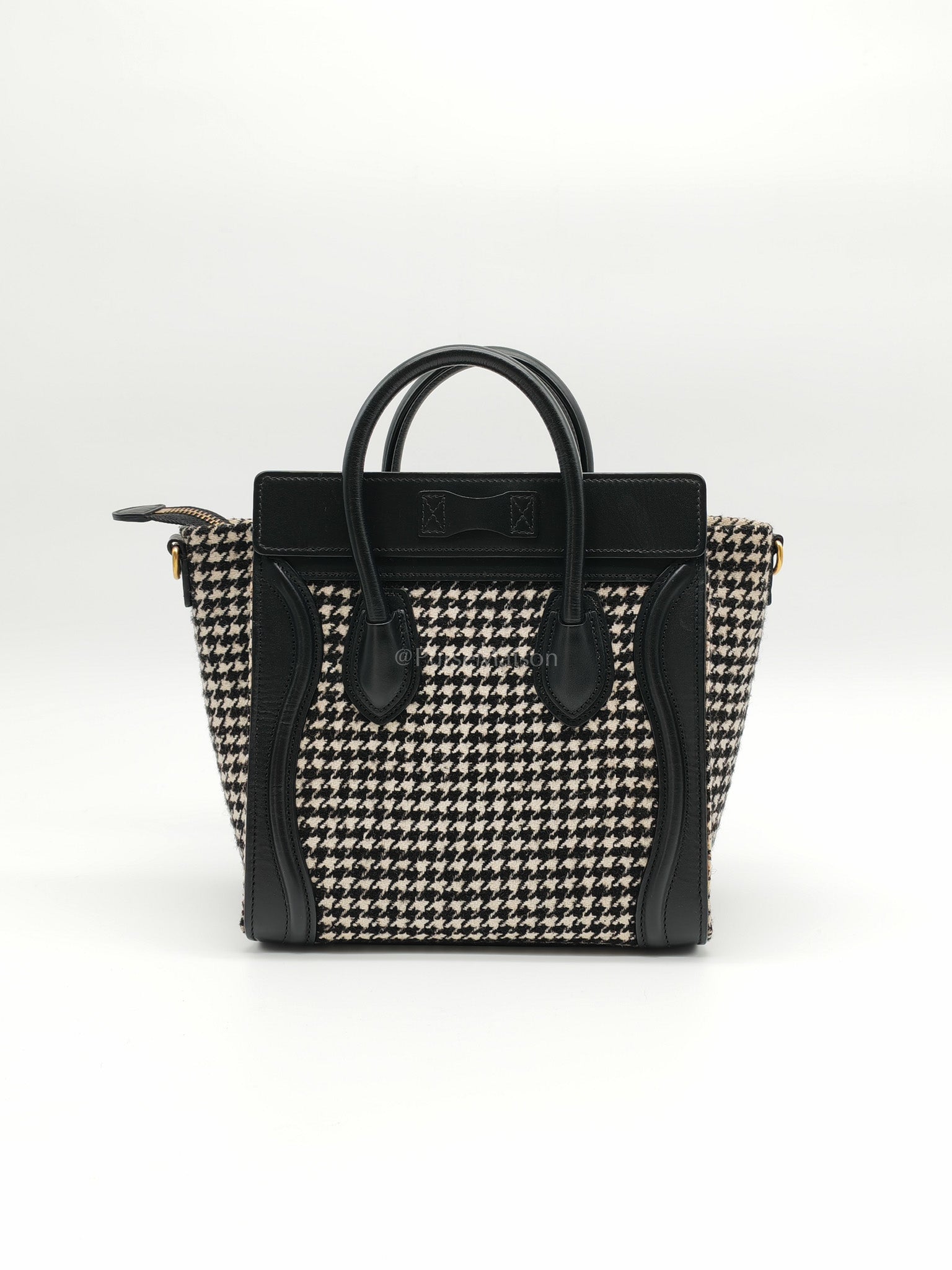 Nano Luggage Bag in Tweed Black & White Canvas | Purse Maison Luxury Bags Shop