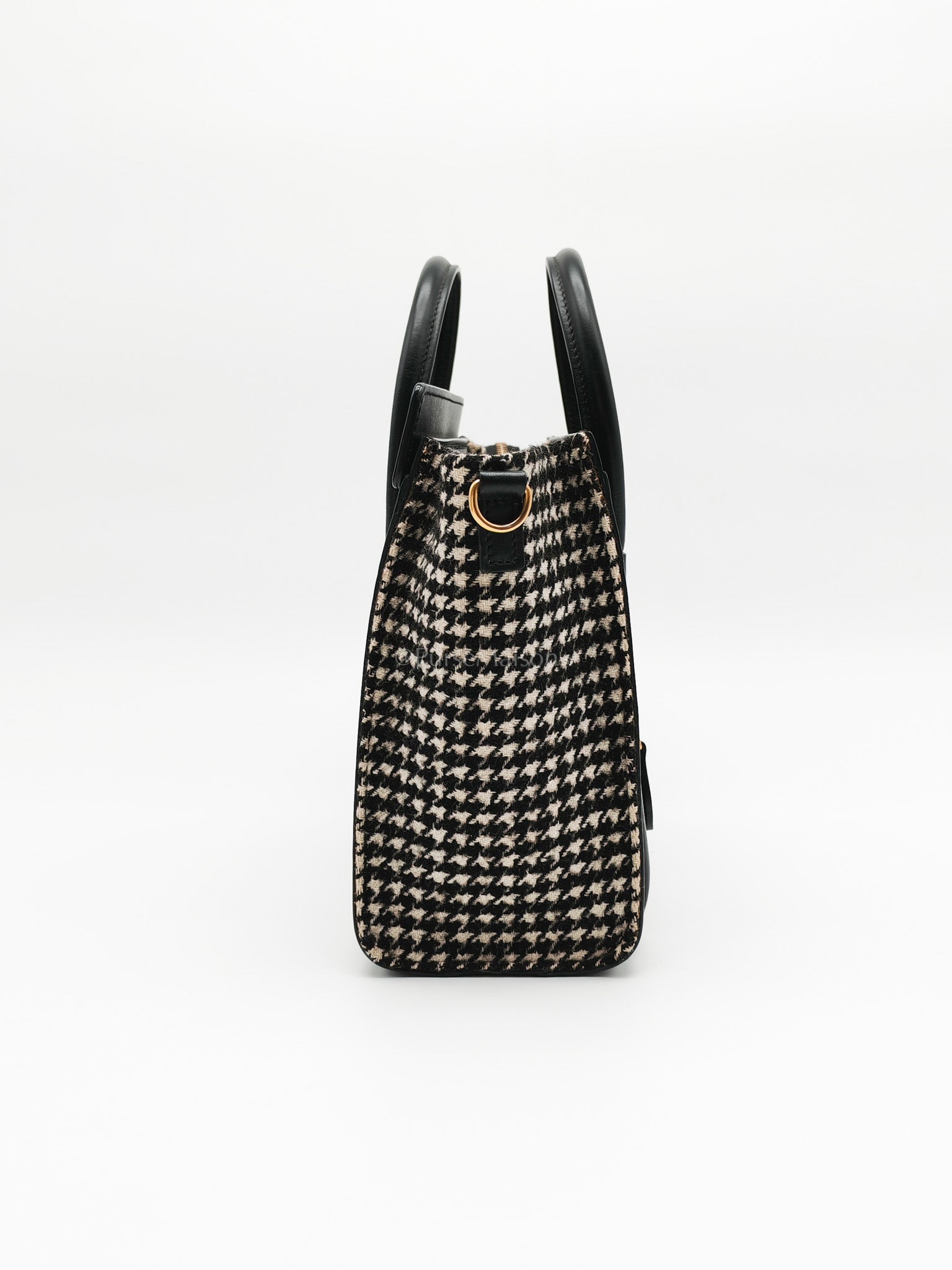 Nano Luggage Bag in Tweed Black & White Canvas | Purse Maison Luxury Bags Shop