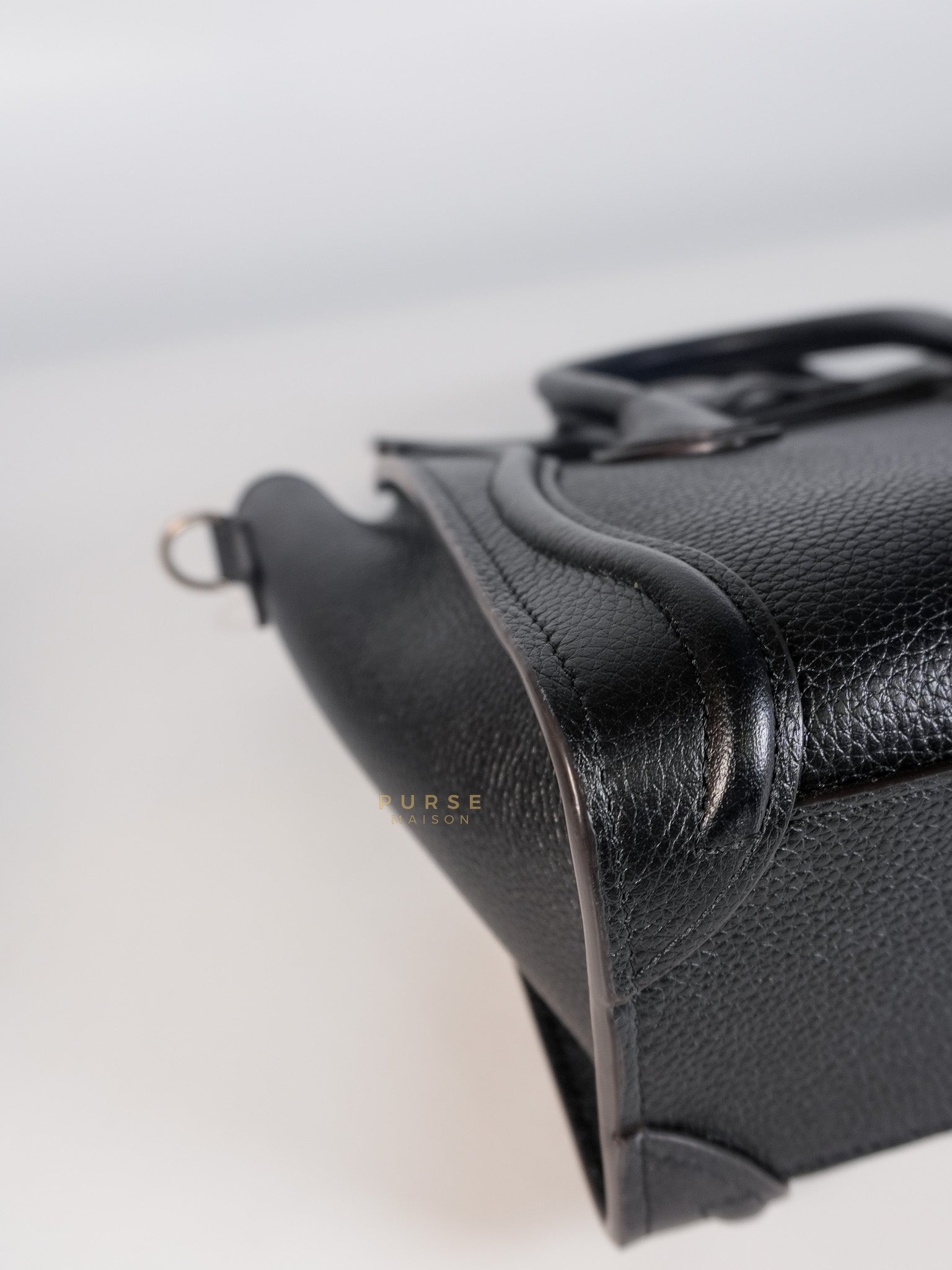 Nano Luggage Black Drummed Calfskin Leather Bag | Purse Maison Luxury Bags Shop