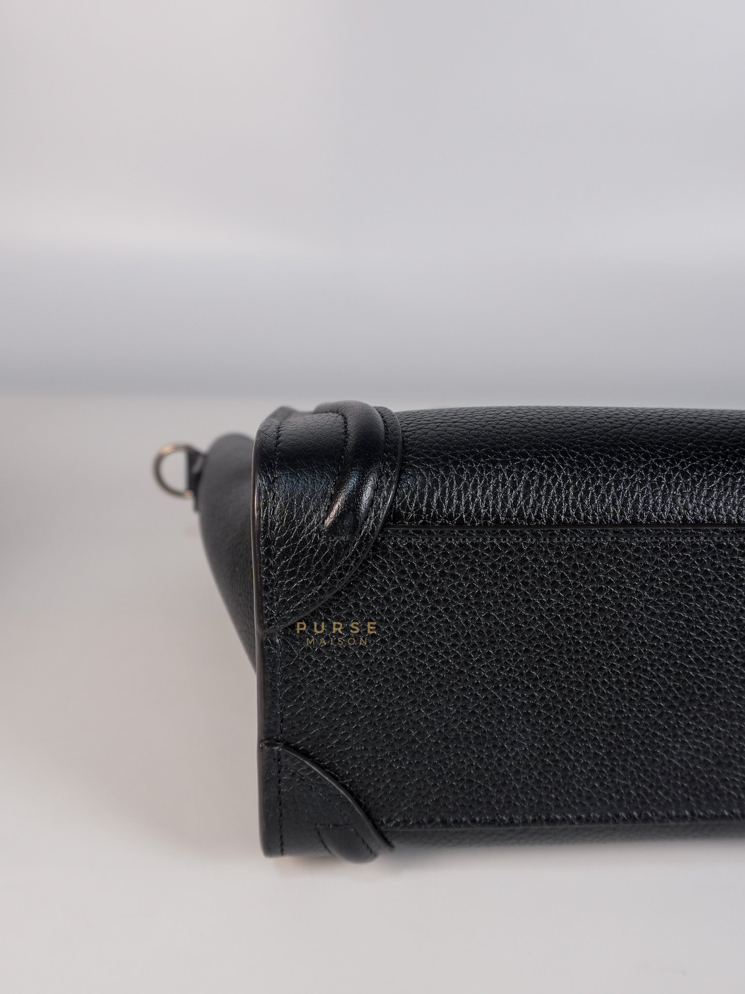 Nano Luggage Black Drummed Calfskin Leather Bag | Purse Maison Luxury Bags Shop