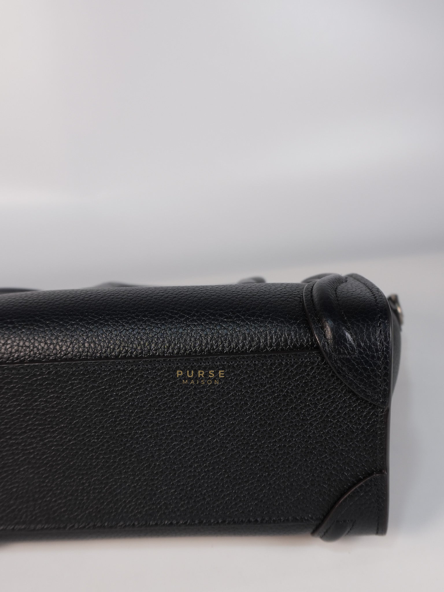 Nano Luggage Black Drummed Calfskin Leather Bag | Purse Maison Luxury Bags Shop